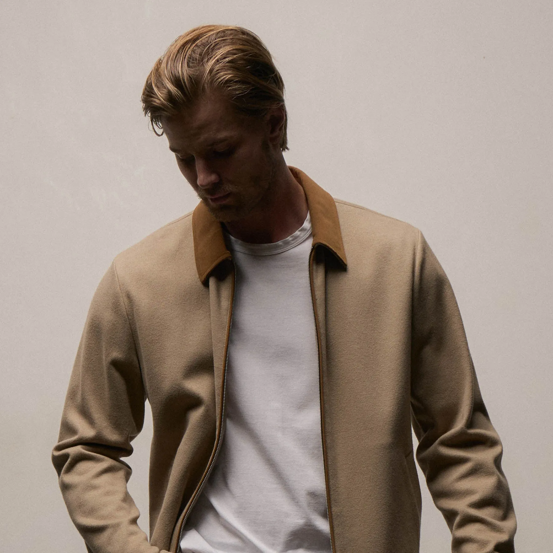 Brushed Cotton Coach Jacket - Soft Beige/Whiskey sold by James Perse product image thumbnail 3