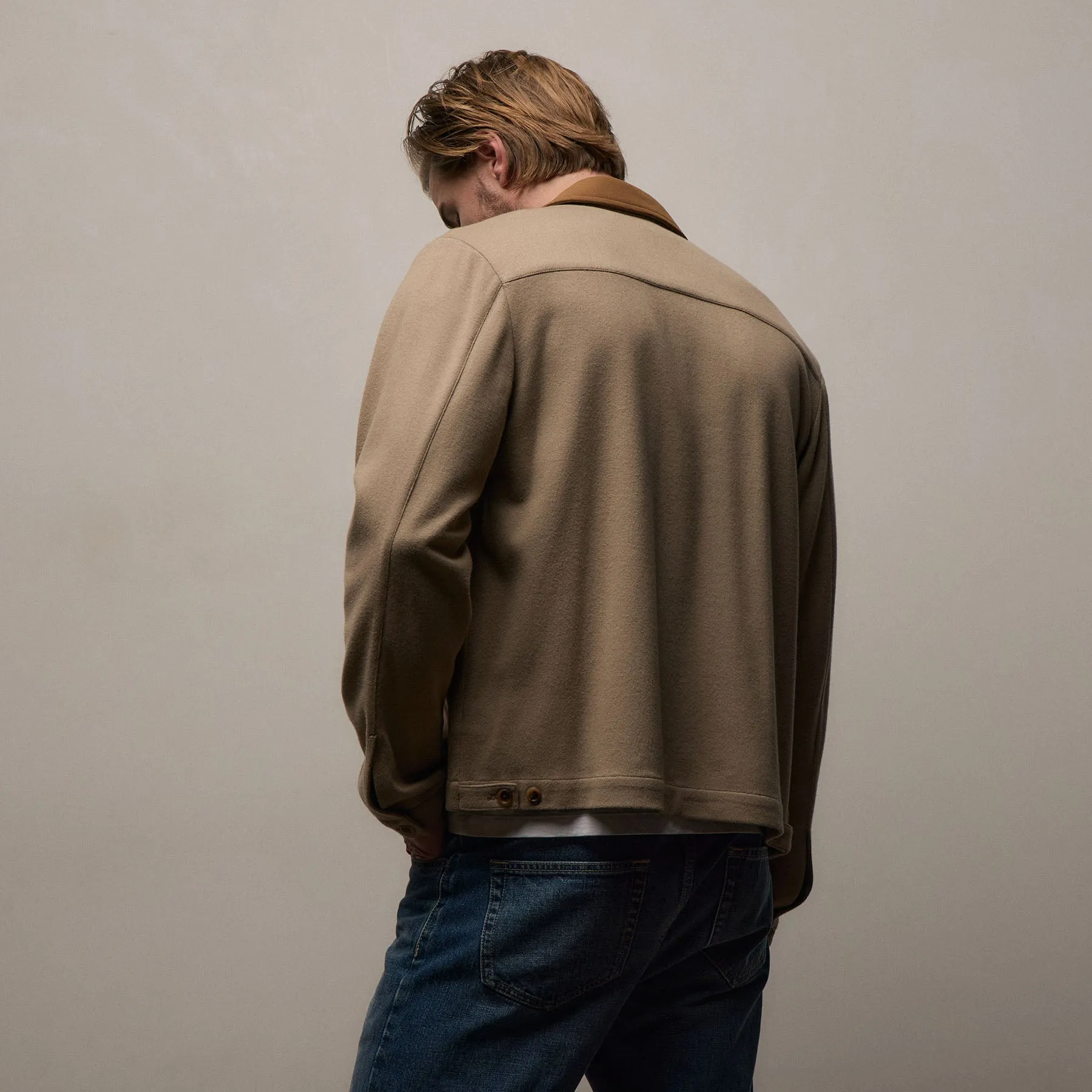 Brushed Cotton Coach Jacket - Soft Beige/Whiskey sold by James Perse product image thumbnail 5