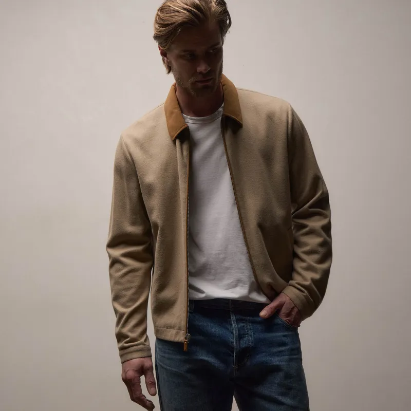 Brushed Cotton Coach Jacket - Soft Beige/Whiskey sold by James Perse