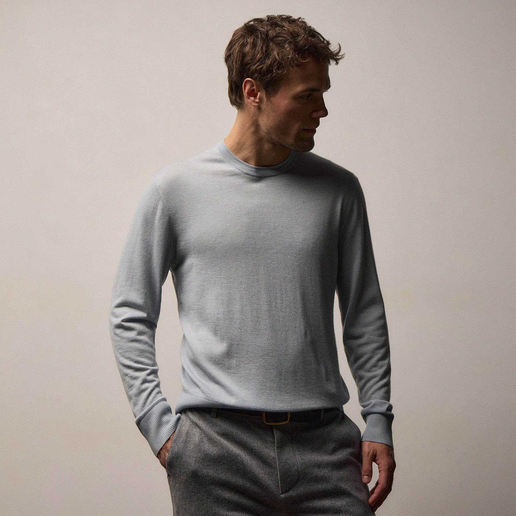 Ultrafine Cashmere Crew - Grey Glacier sold by James Perse