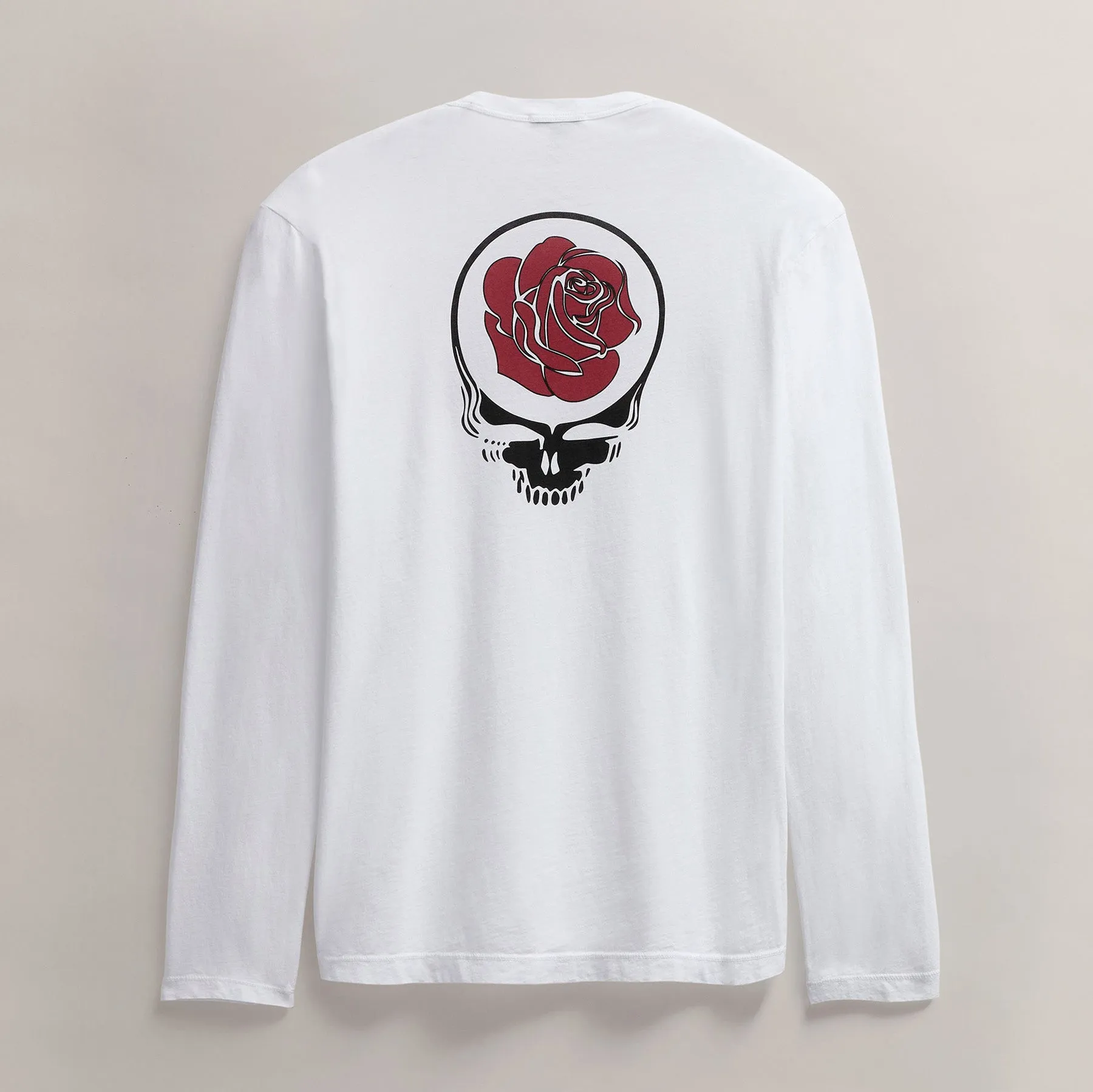 Men's Grateful Dead Rose Long Sleeve Crew - White/Red sold by James Perse