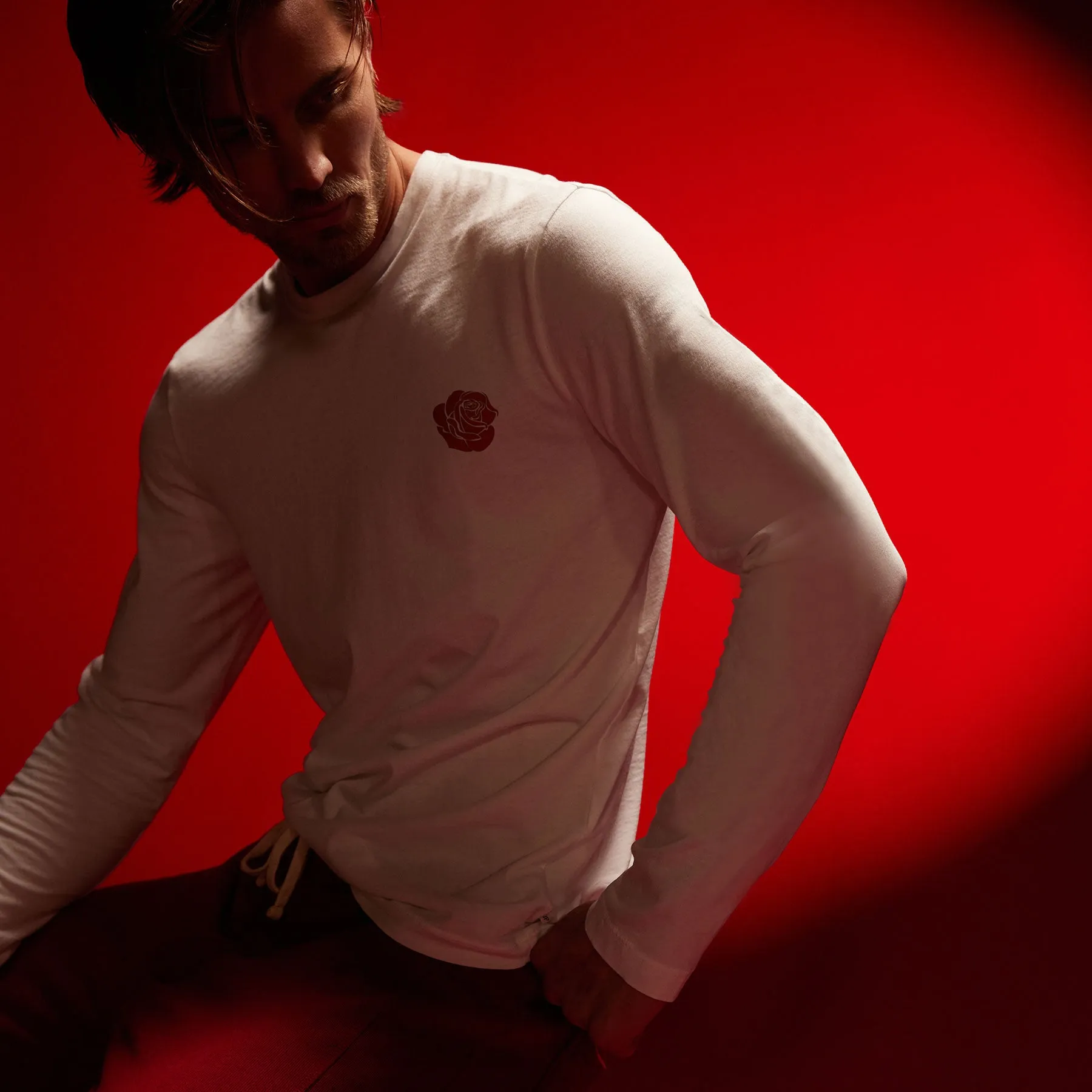 Grateful Dead Rose Long Sleeve Crew - White/Red sold by James Perse product image thumbnail 3