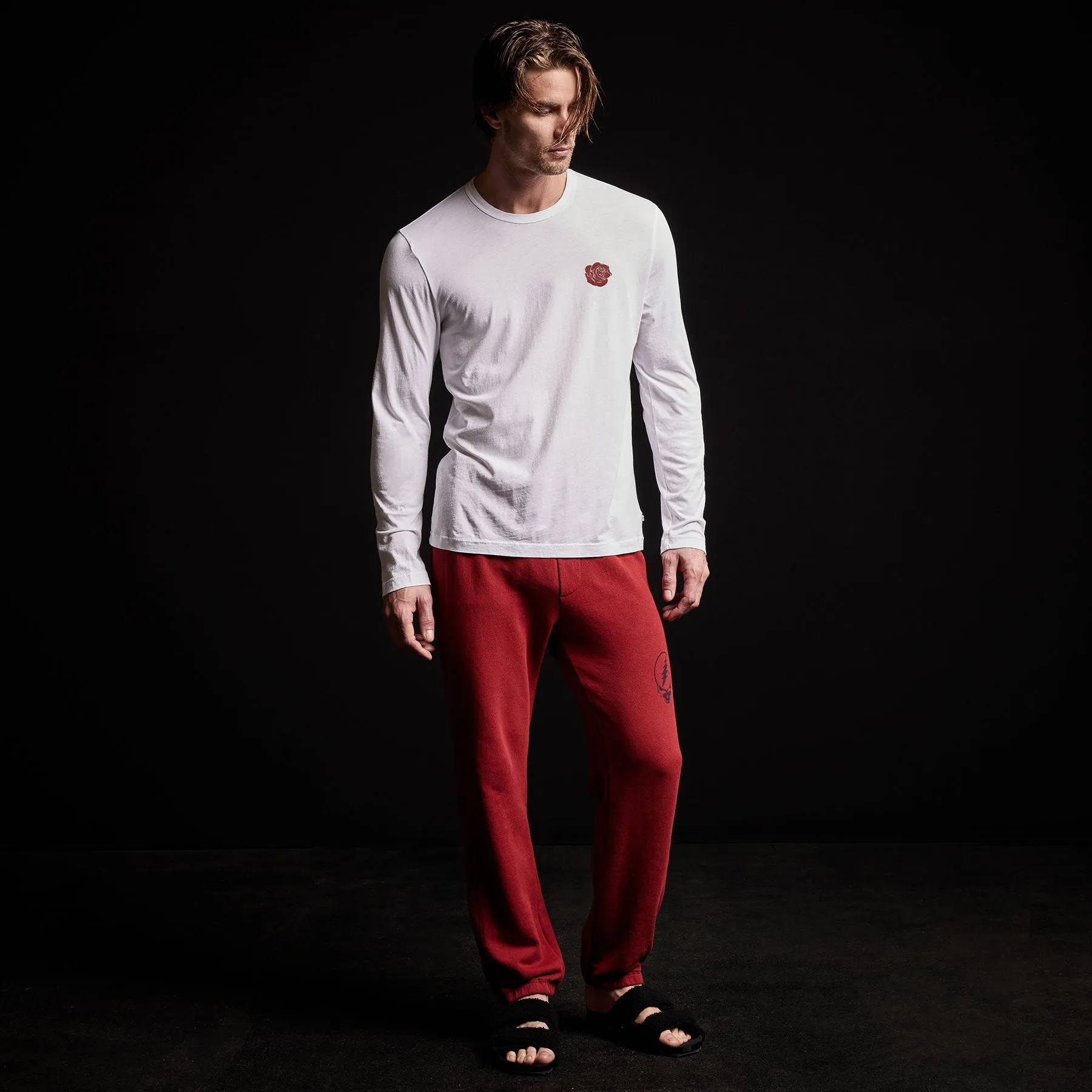 Grateful Dead Rose Long Sleeve Crew - White/Red sold by James Perse product image thumbnail 4