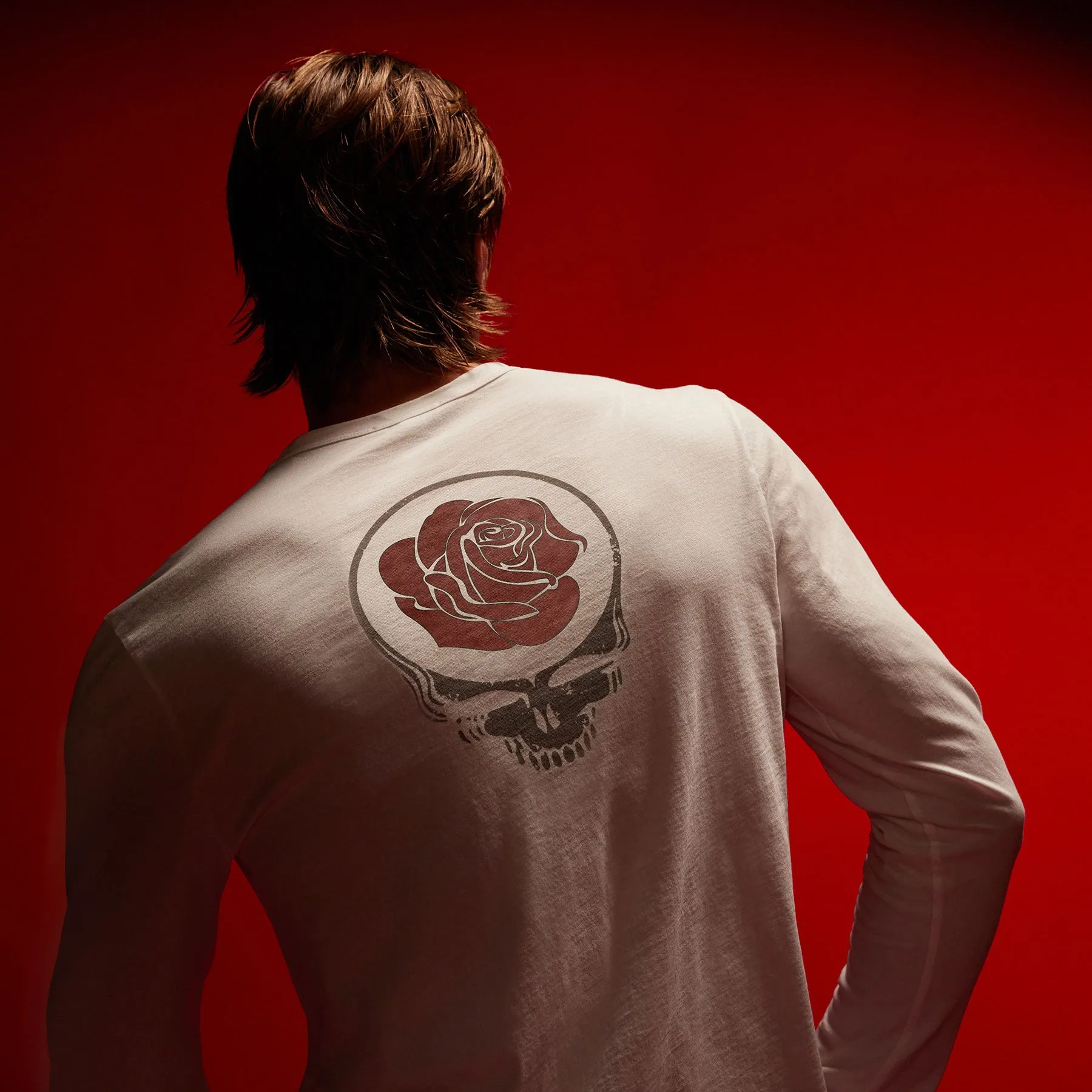 Grateful Dead Rose Long Sleeve Crew - White/Red sold by James Perse product image thumbnail 2