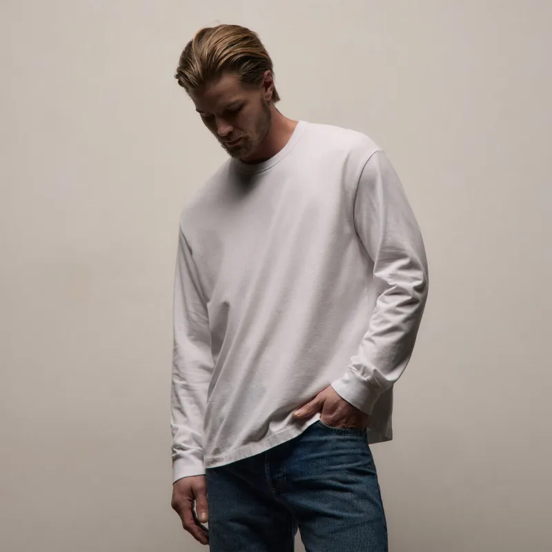 Heavy Luxe Jersey Oversized Long Sleeve - White sold by James Perse