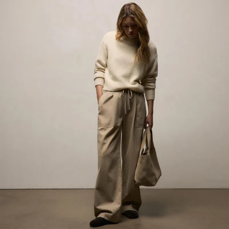 Herringbone Twill Pant - Light Khaki Pigment sold by James Perse