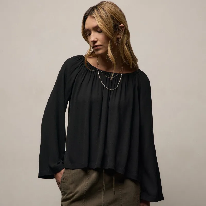 Soft Matte Gathered Top - Black sold by James Perse