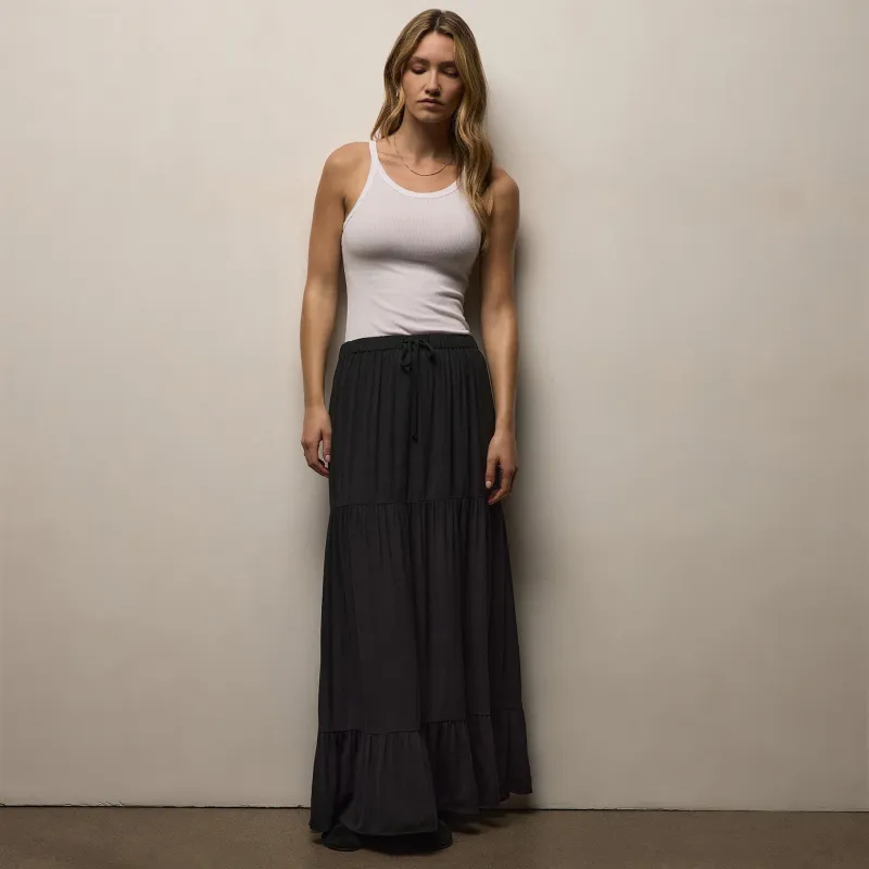 Soft Matte Long Skirt - Black made by James Perse