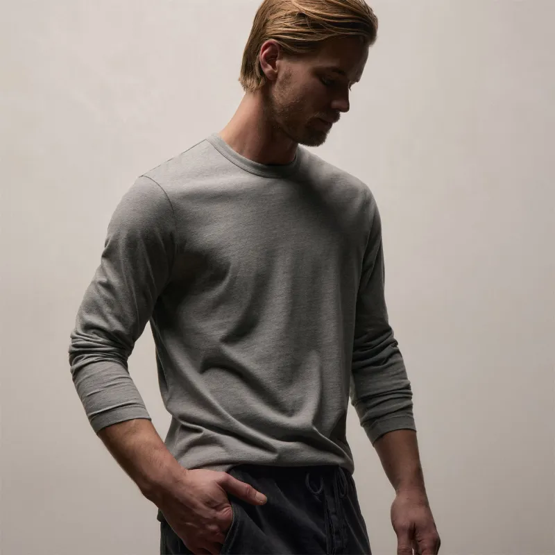 Brushed Lotus Long Sleeve Crew - Heather Grey sold by James Perse