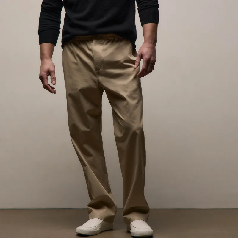 Elevated Cotton Twill Drawstring Trouser - Light Khaki sold by James Perse