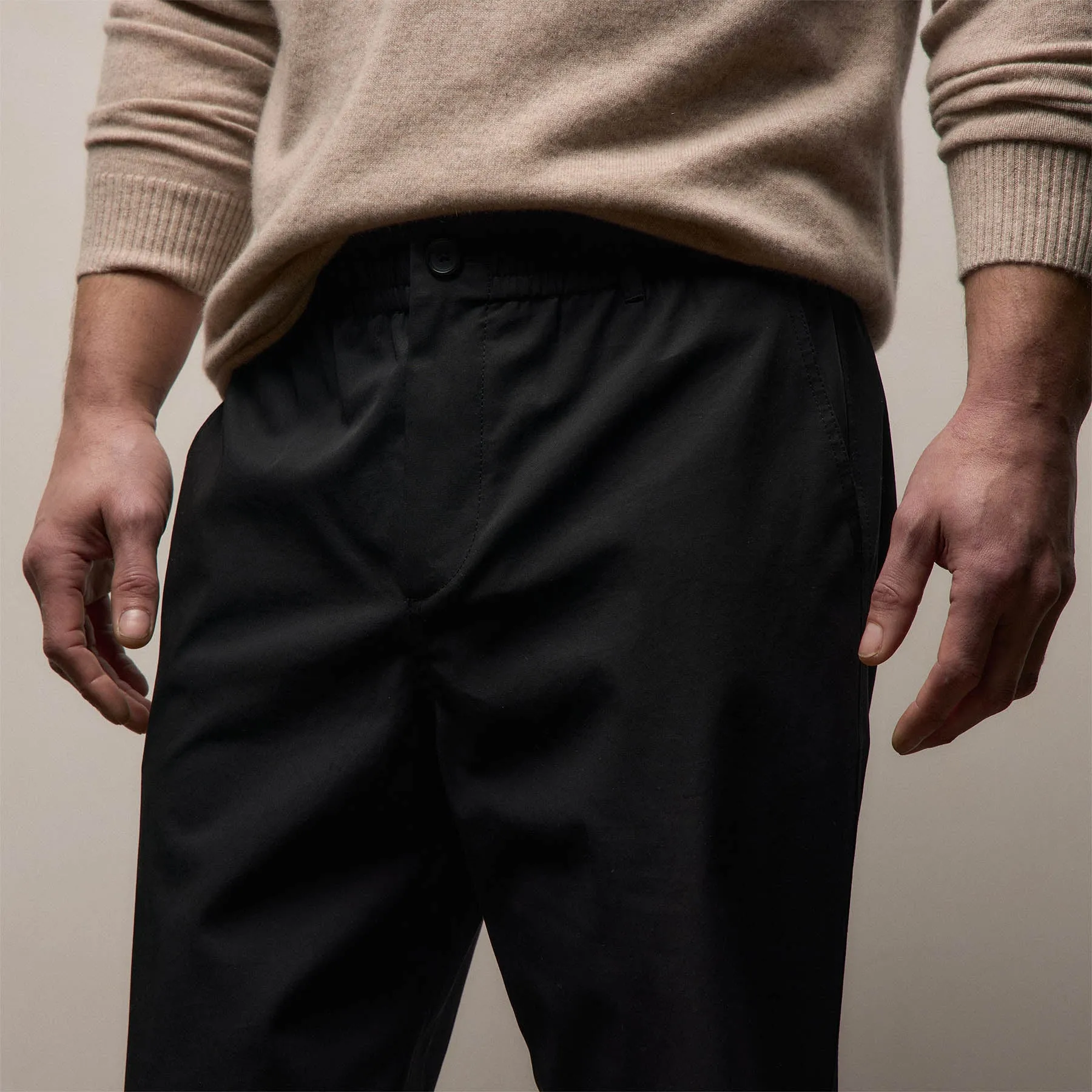 Elevated Cotton Twill Drawstring Trouser - Black sold by James Perse product image thumbnail 3