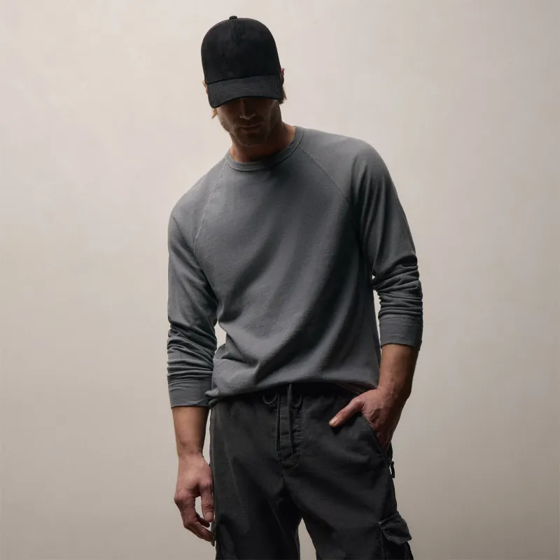 Slub Jersey Long Sleeve Raglan Crew - Cavalry Pigment sold by James Perse