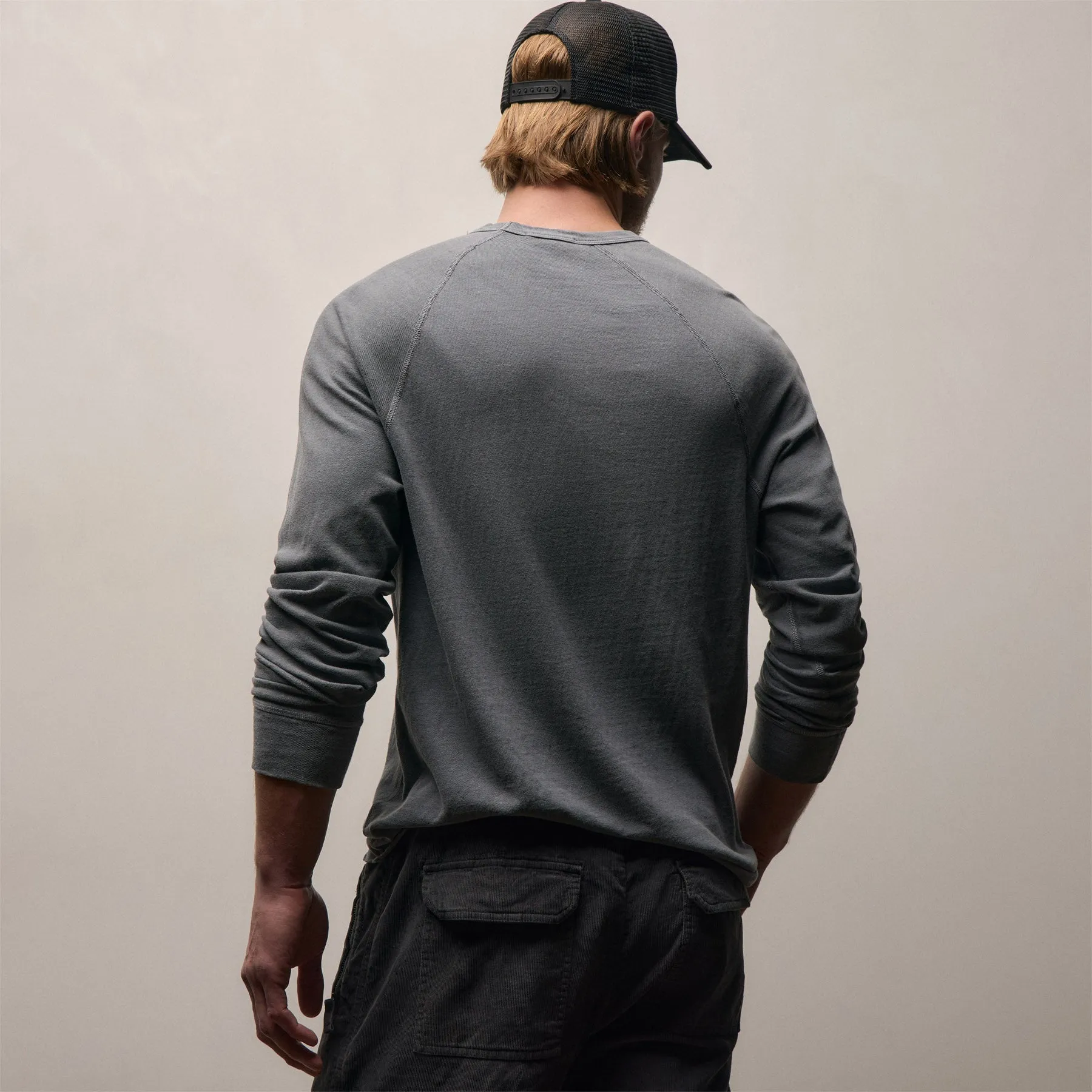 Slub Jersey Long Sleeve Raglan Crew - Cavalry Pigment sold by James Perse product image thumbnail 5