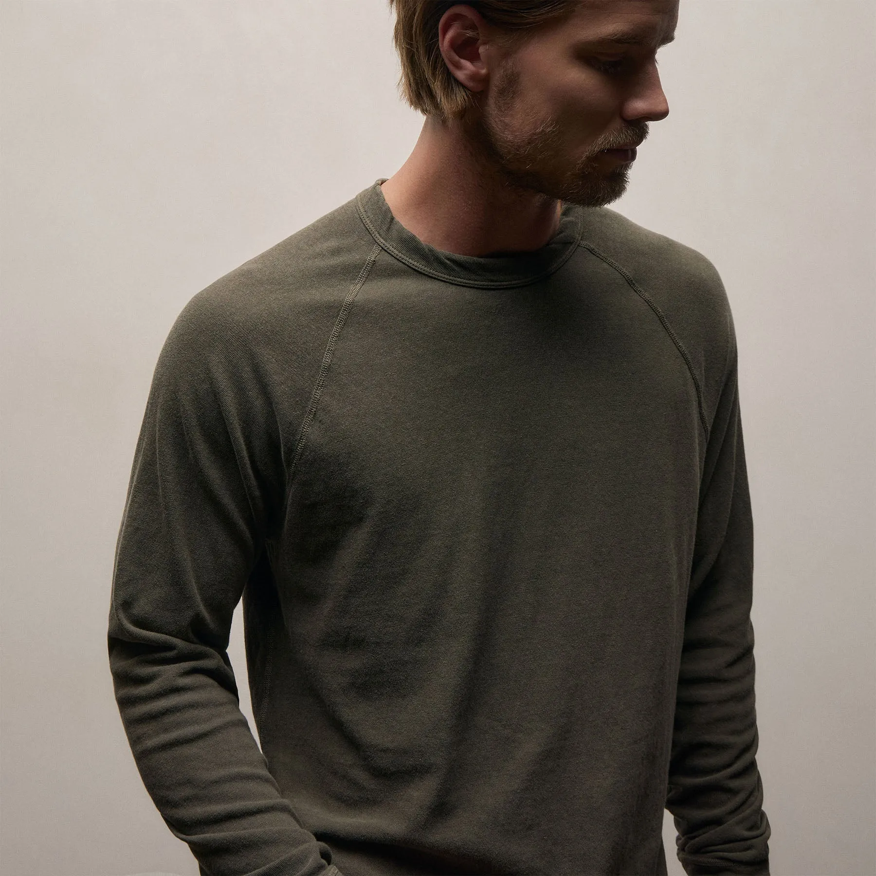 Slub Jersey Long Sleeve Raglan Crew - Army Green Pigment sold by James Perse product image thumbnail 3