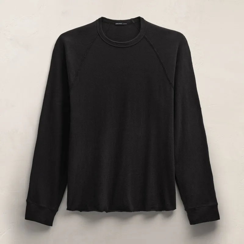 Slub Jersey Long Sleeve Raglan Crew - Black sold by James Perse