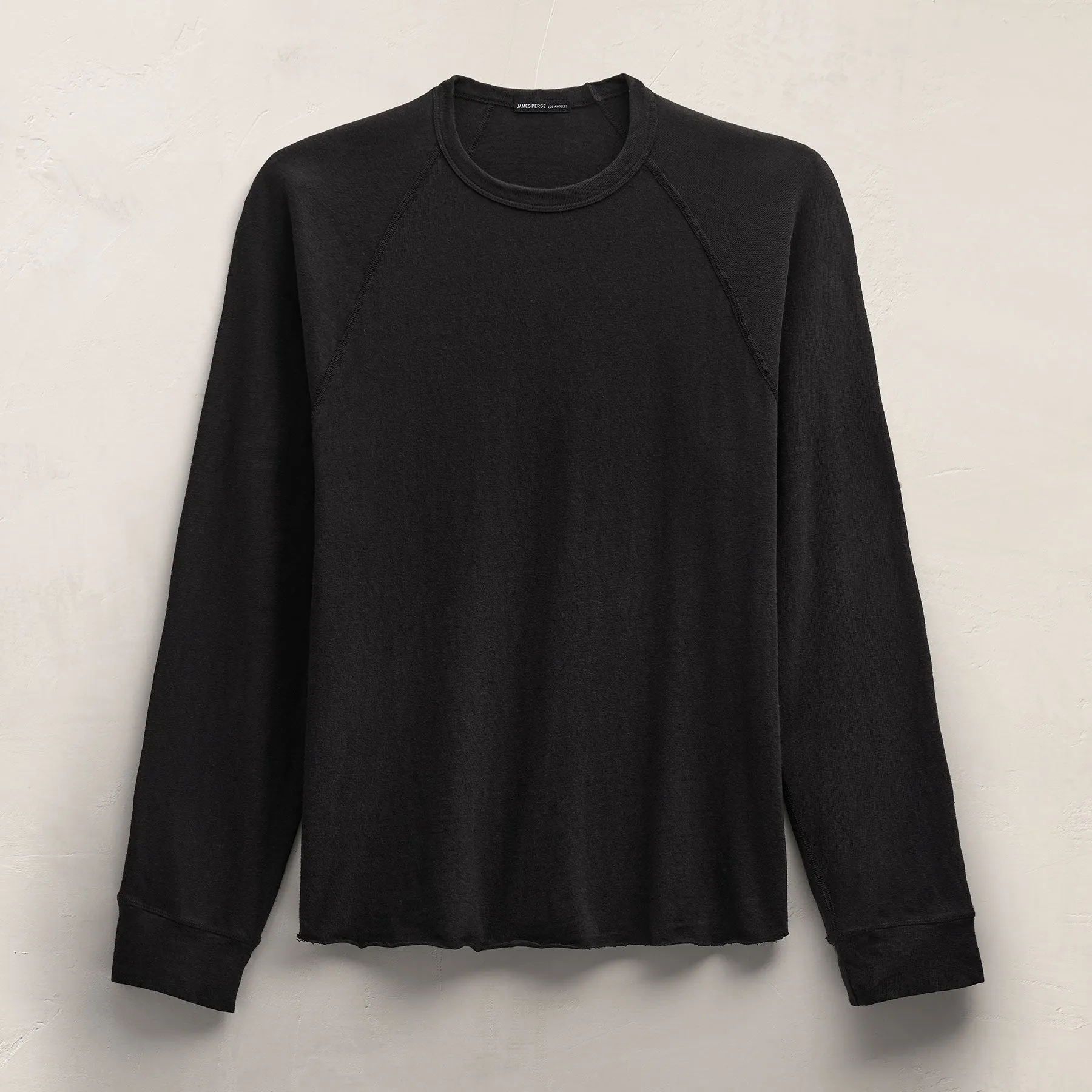 Slub Jersey Long Sleeve Raglan Crew - Black sold by James Perse