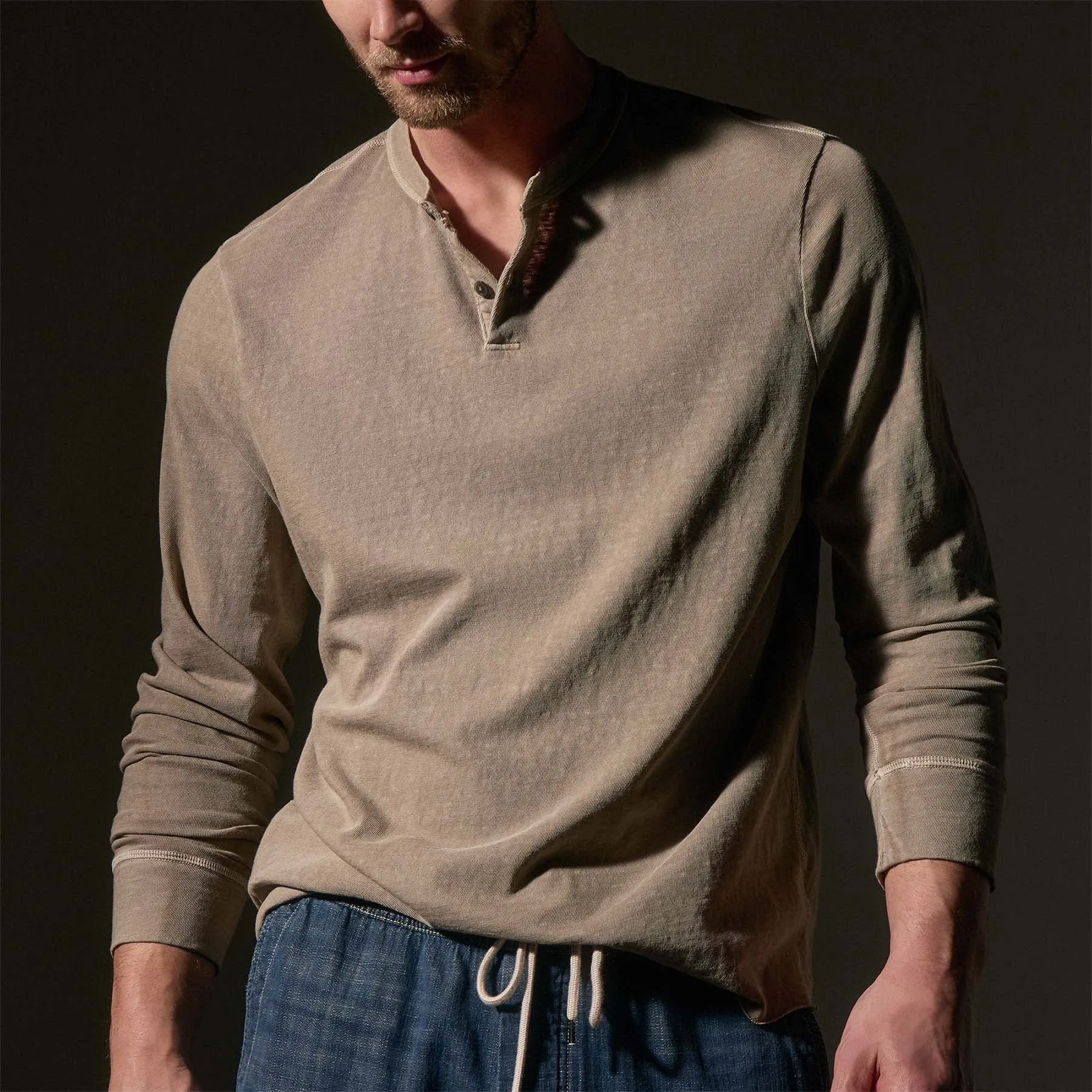 Slub Jersey Long Sleeve Henley - Overcast Pigment sold by James Perse product image thumbnail 2