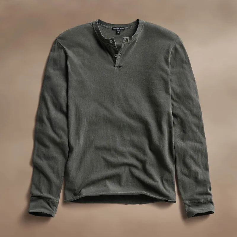 Slub Jersey Long Sleeve Henley - Granite Pigment sold by James Perse