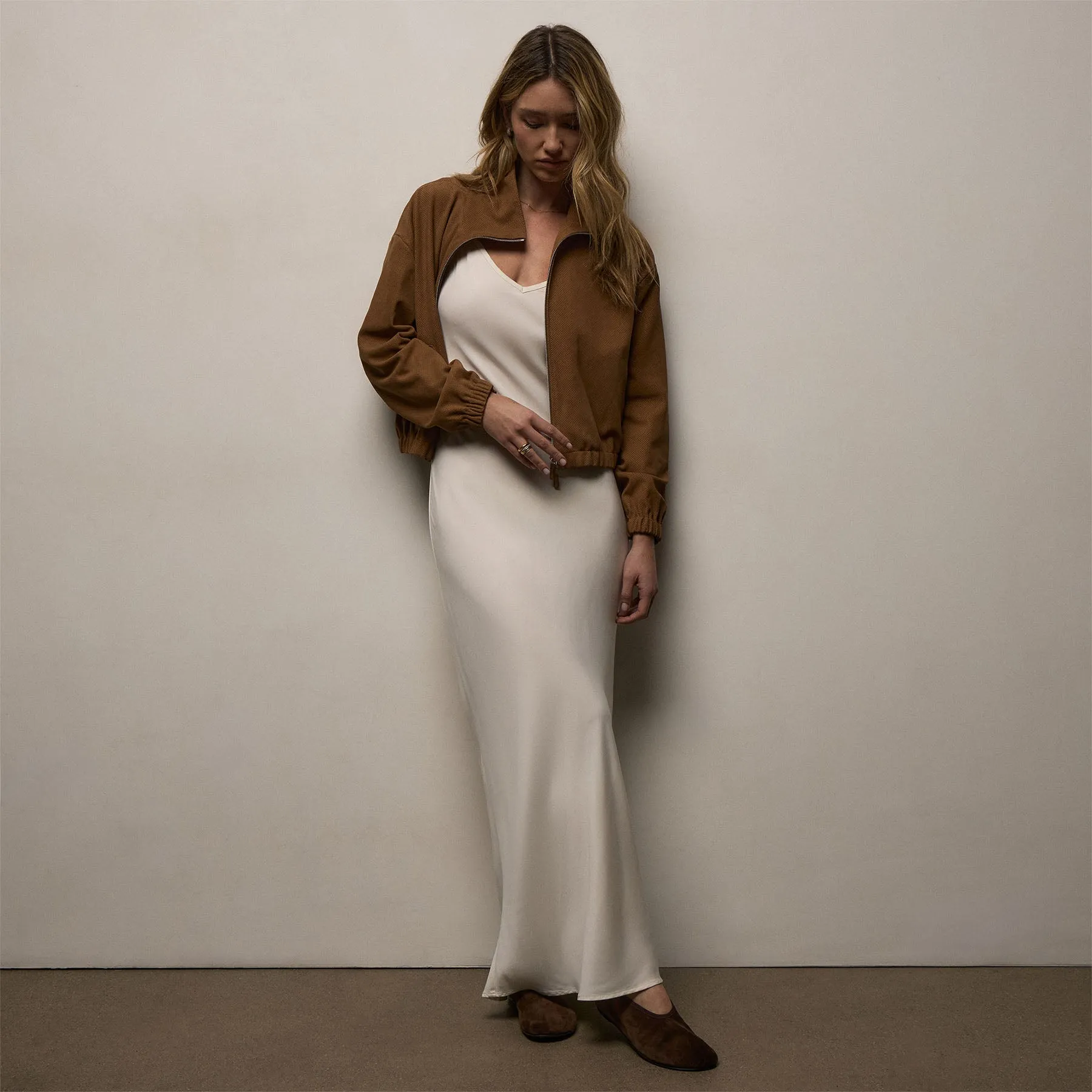 Perforated Suede Blouson Jacket - Gingerbread sold by James Perse product image thumbnail 5