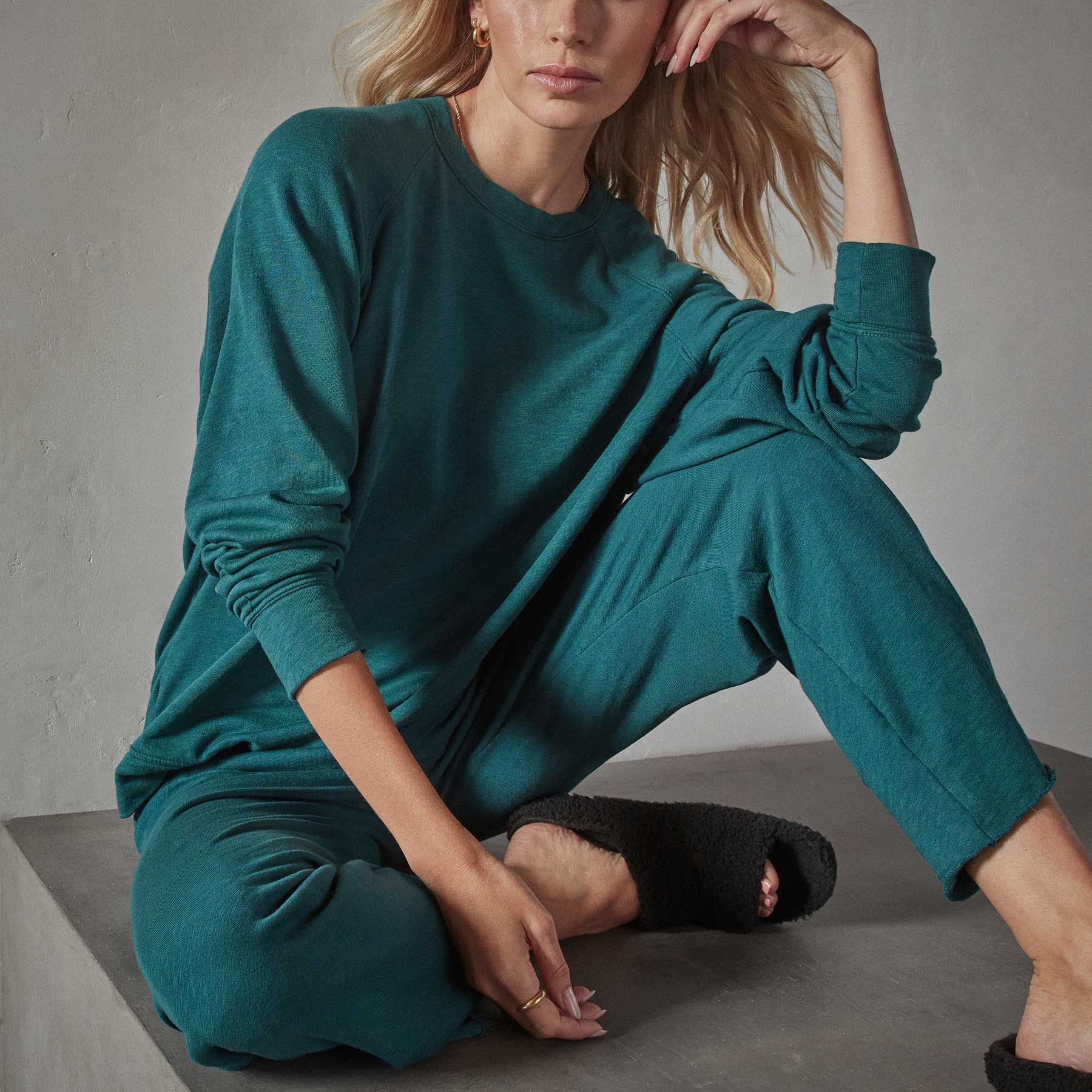 Vintage French Terry Relaxed Sweatshirt - Jewel sold by James Perse