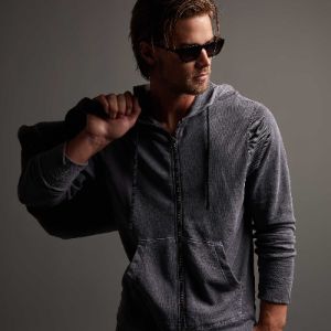 Vintage French Terry Zip Up Hoodie- Flannel Pigment sold by James Perse