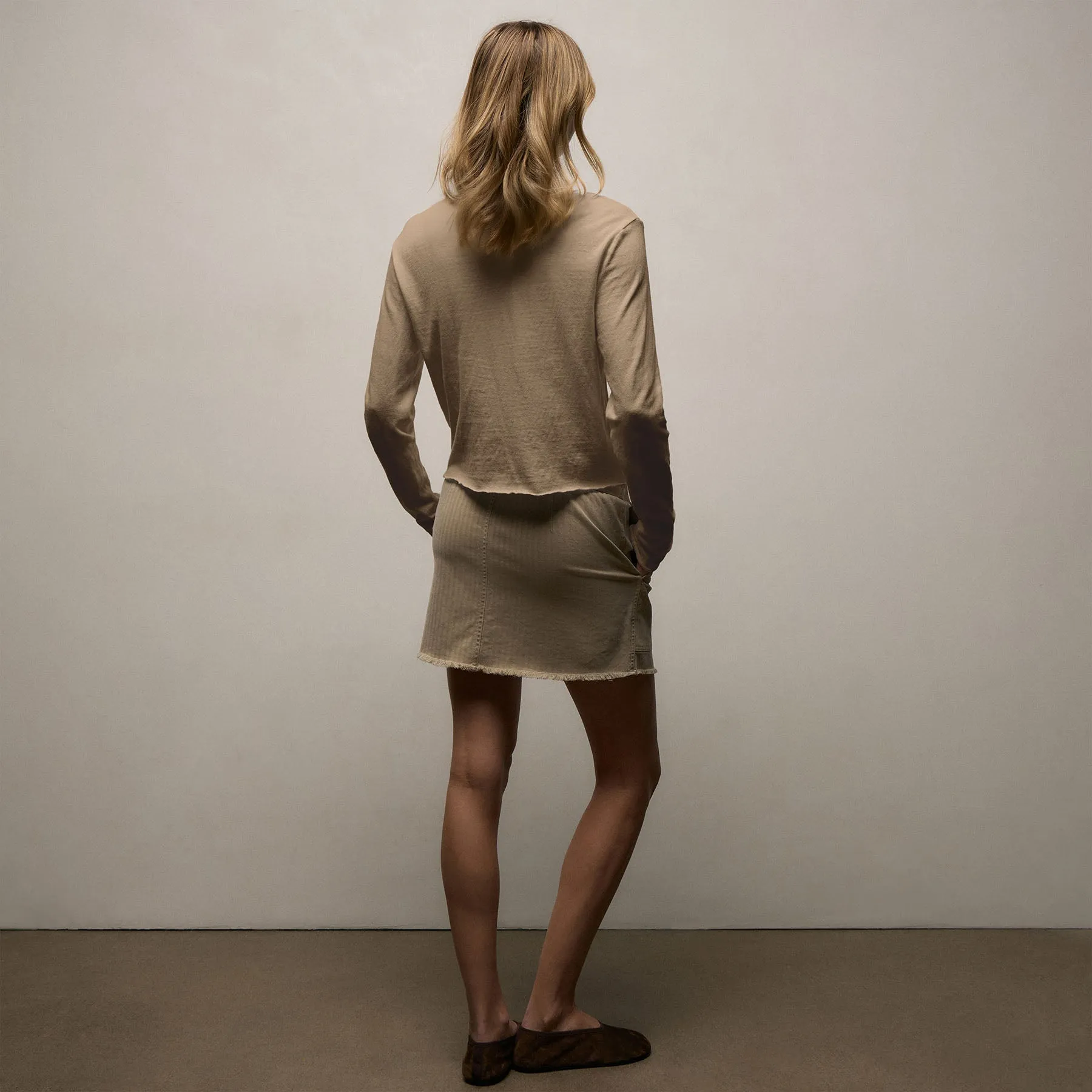Slub Jersey Long Sleeve Henley - Light Khaki Pigment sold by James Perse product image thumbnail 4