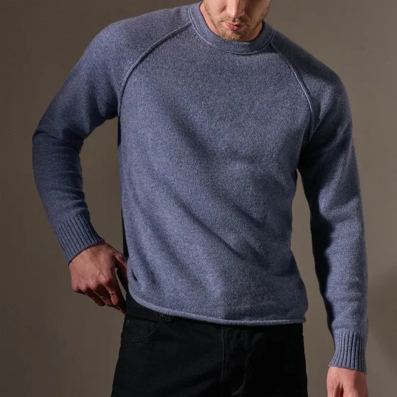 Recycled Cashmere Crew Sweater - Faded Indigo sold by James Perse