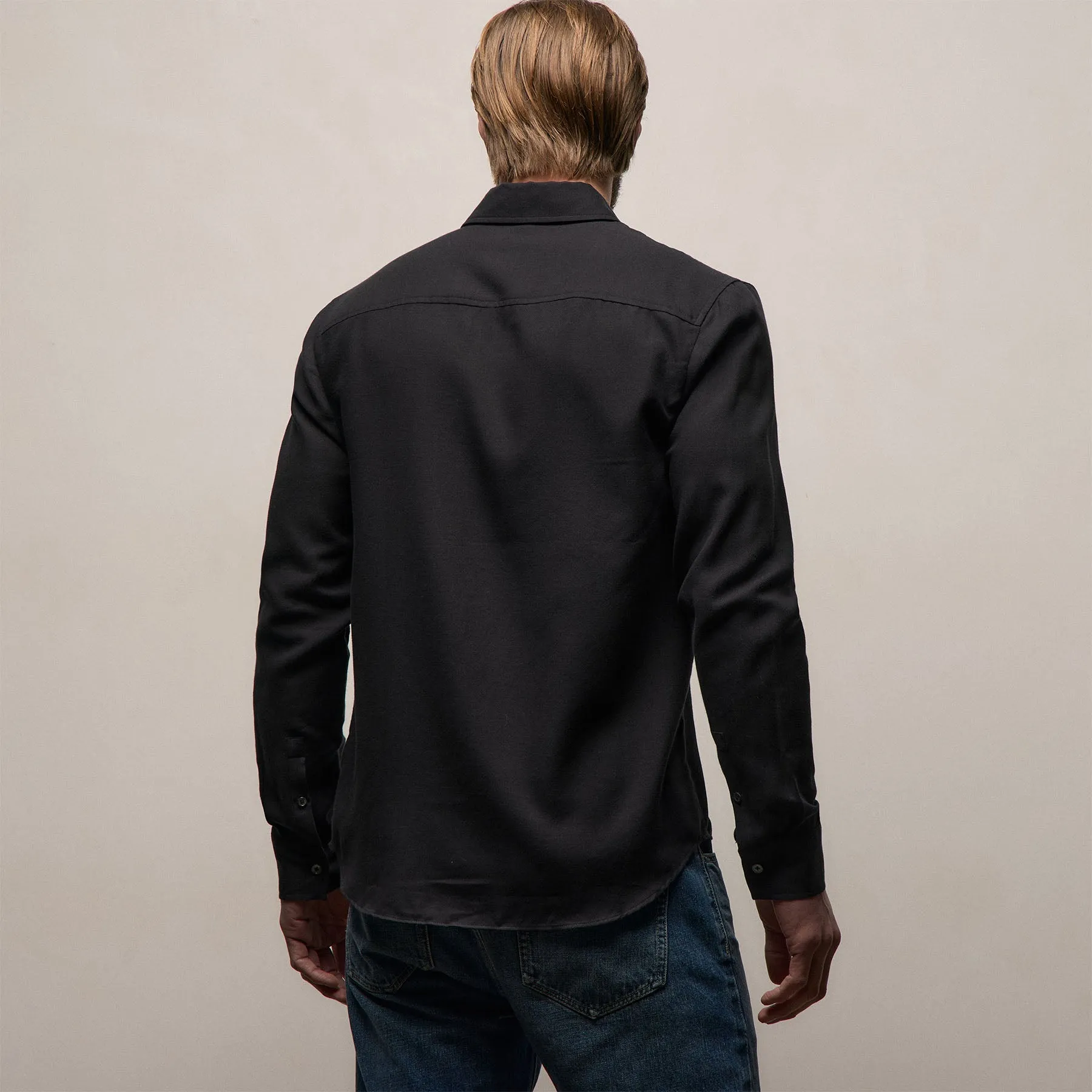 Cotton Cashmere Twill Shirt - Black sold by James Perse product image thumbnail 5