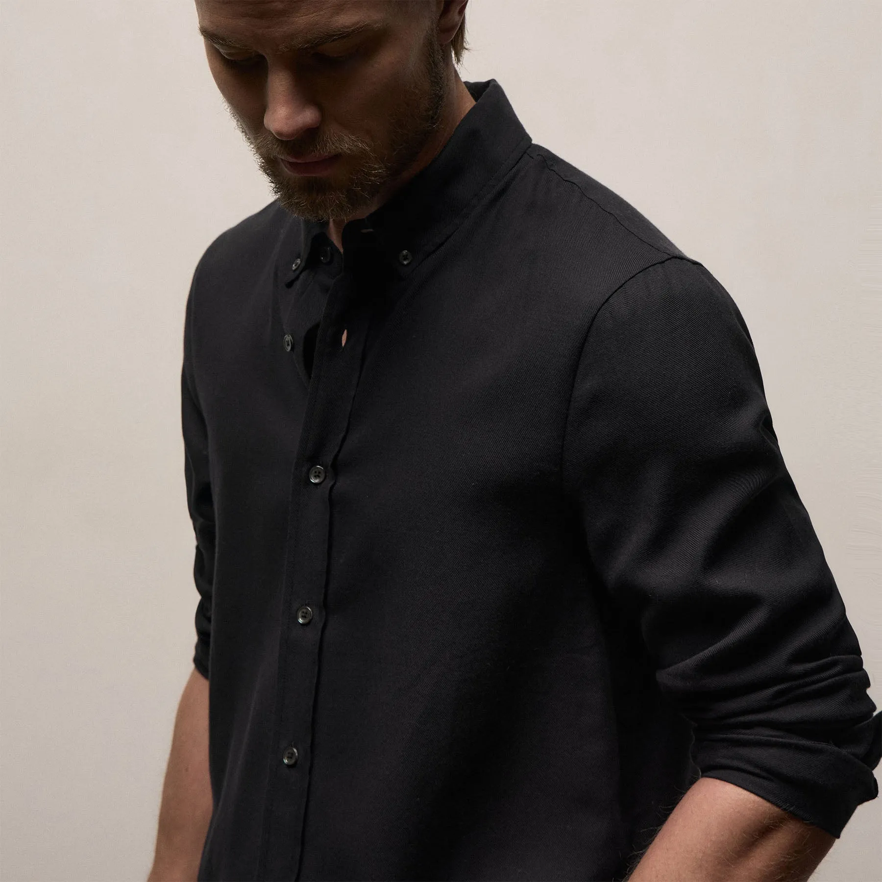 Cotton Cashmere Twill Shirt - Black sold by James Perse product image thumbnail 3