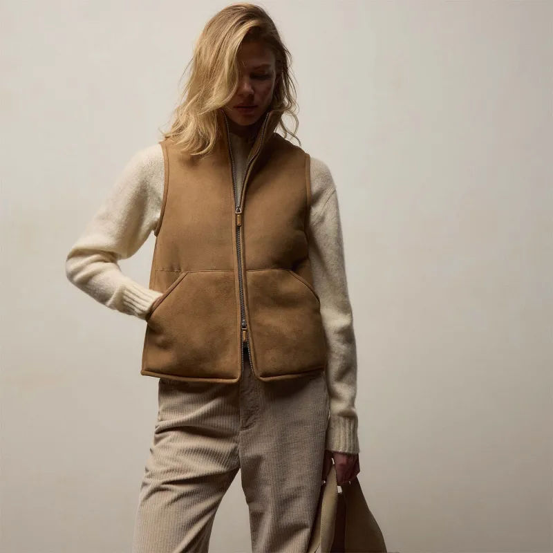 Suede Shearling Vest - Caramel sold by James Perse