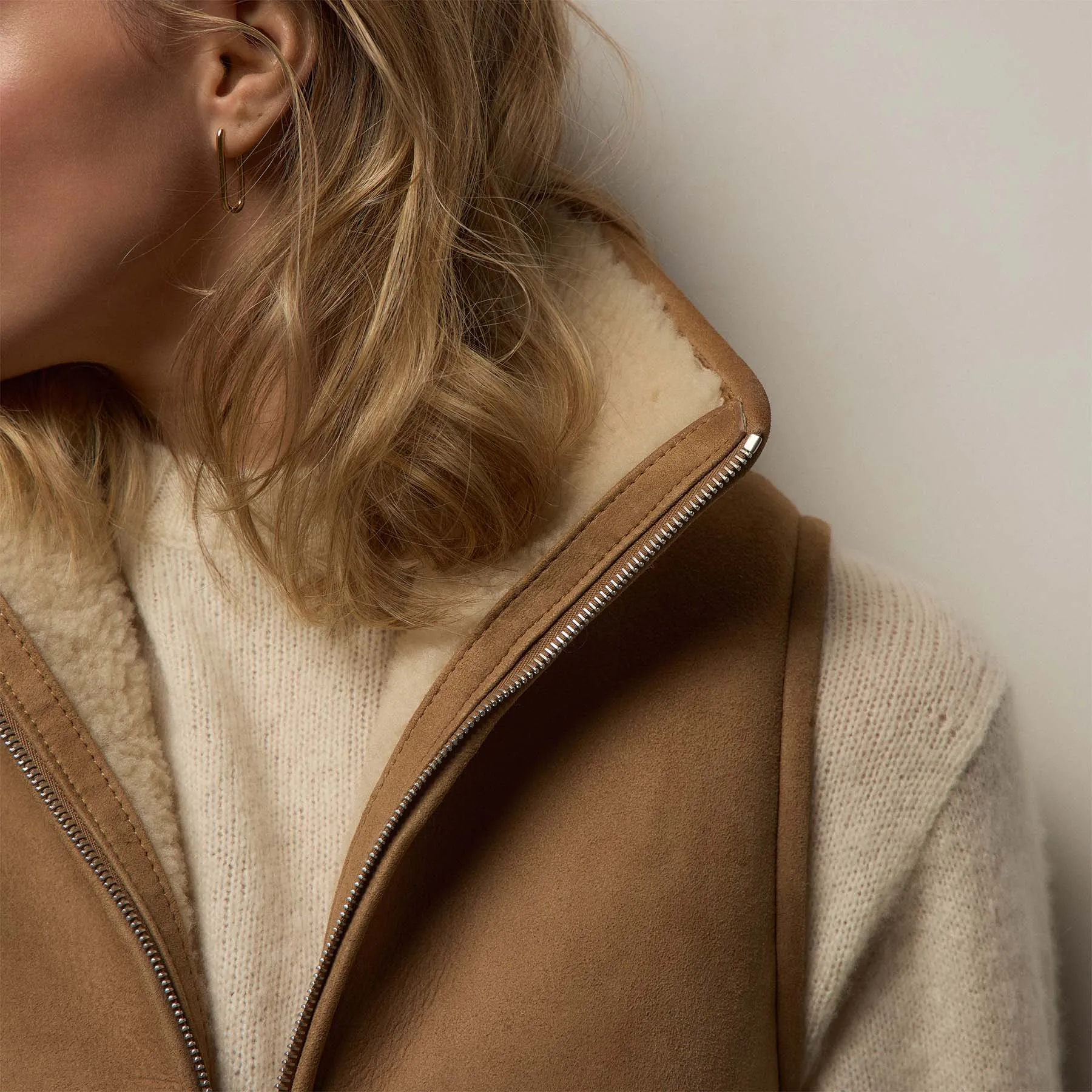 Suede Shearling Vest - Caramel sold by James Perse product image thumbnail 4