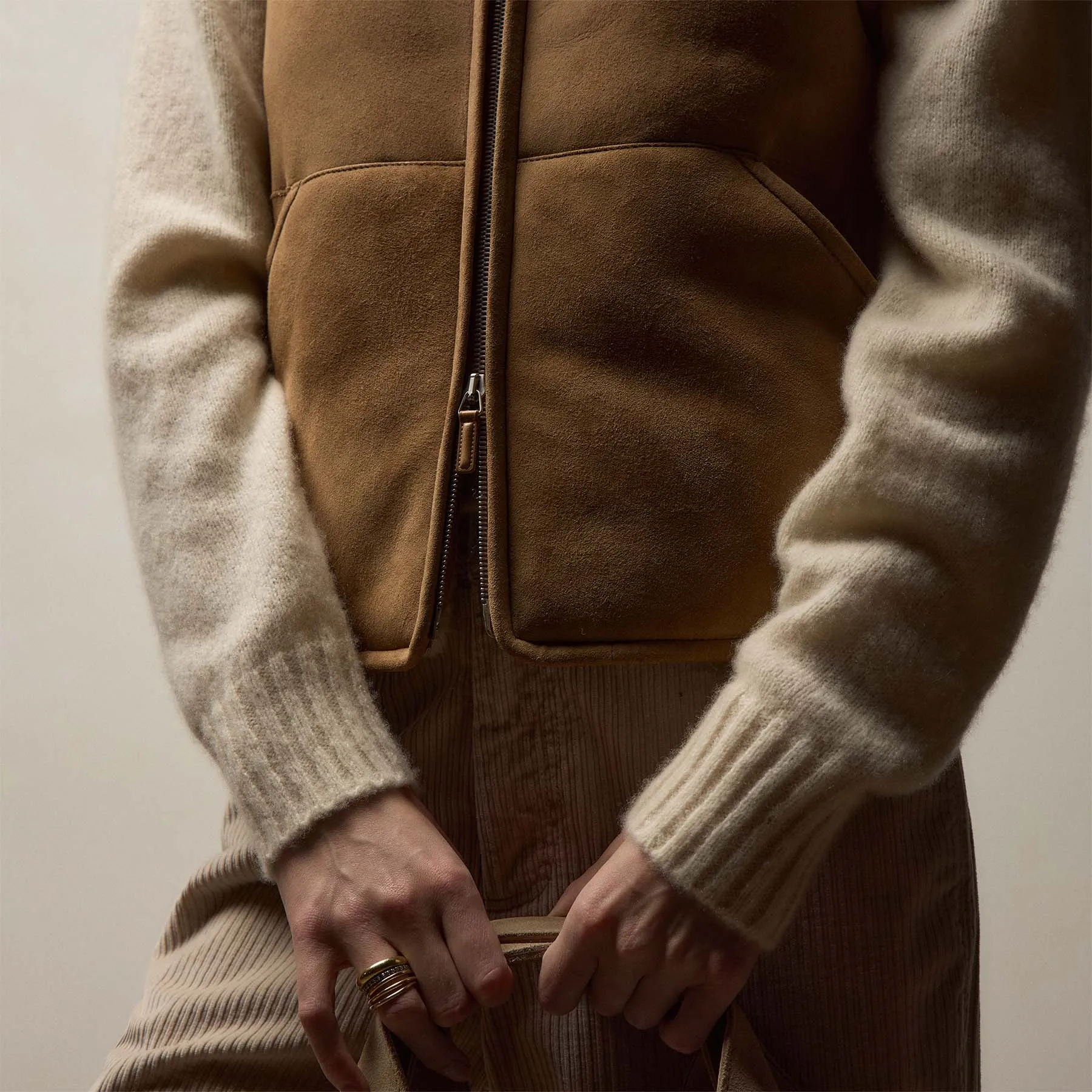 Suede Shearling Vest - Caramel sold by James Perse product image thumbnail 5