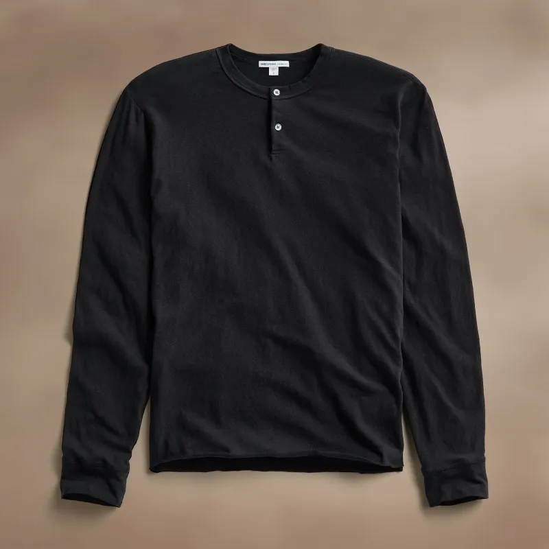 Slub Jersey Long Sleeve Henley - Black sold by James Perse