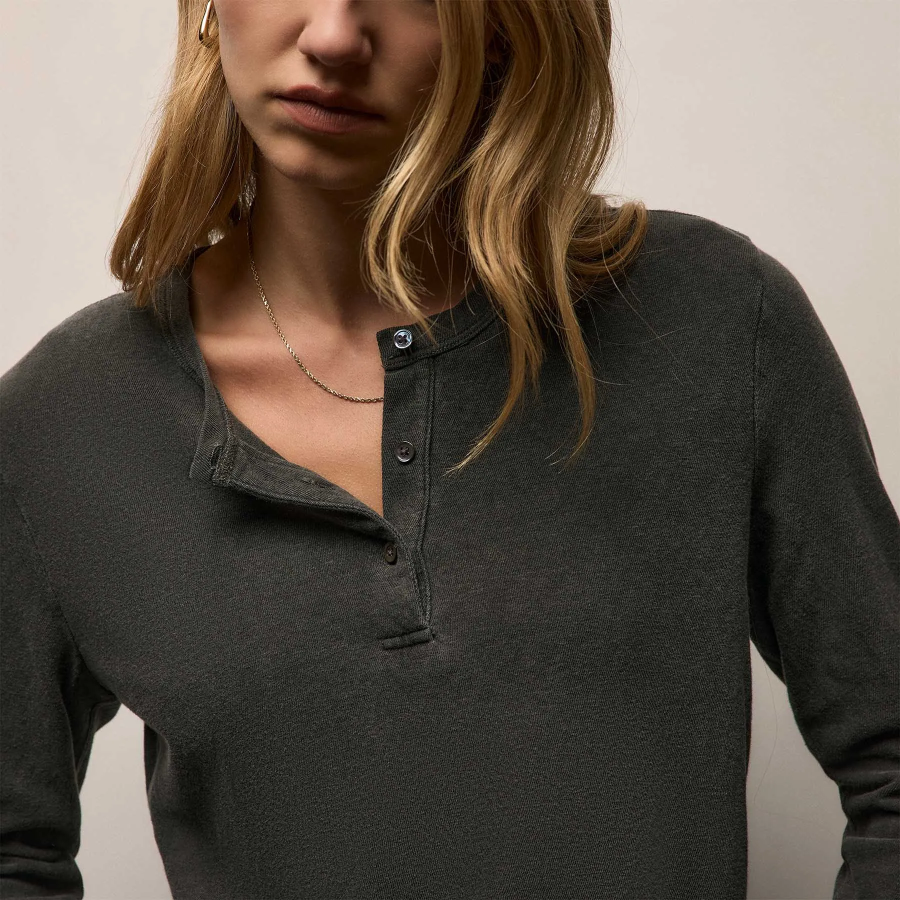 Slub Jersey Long Sleeve Henley - Hemlock Pigment sold by James Perse product image thumbnail 2