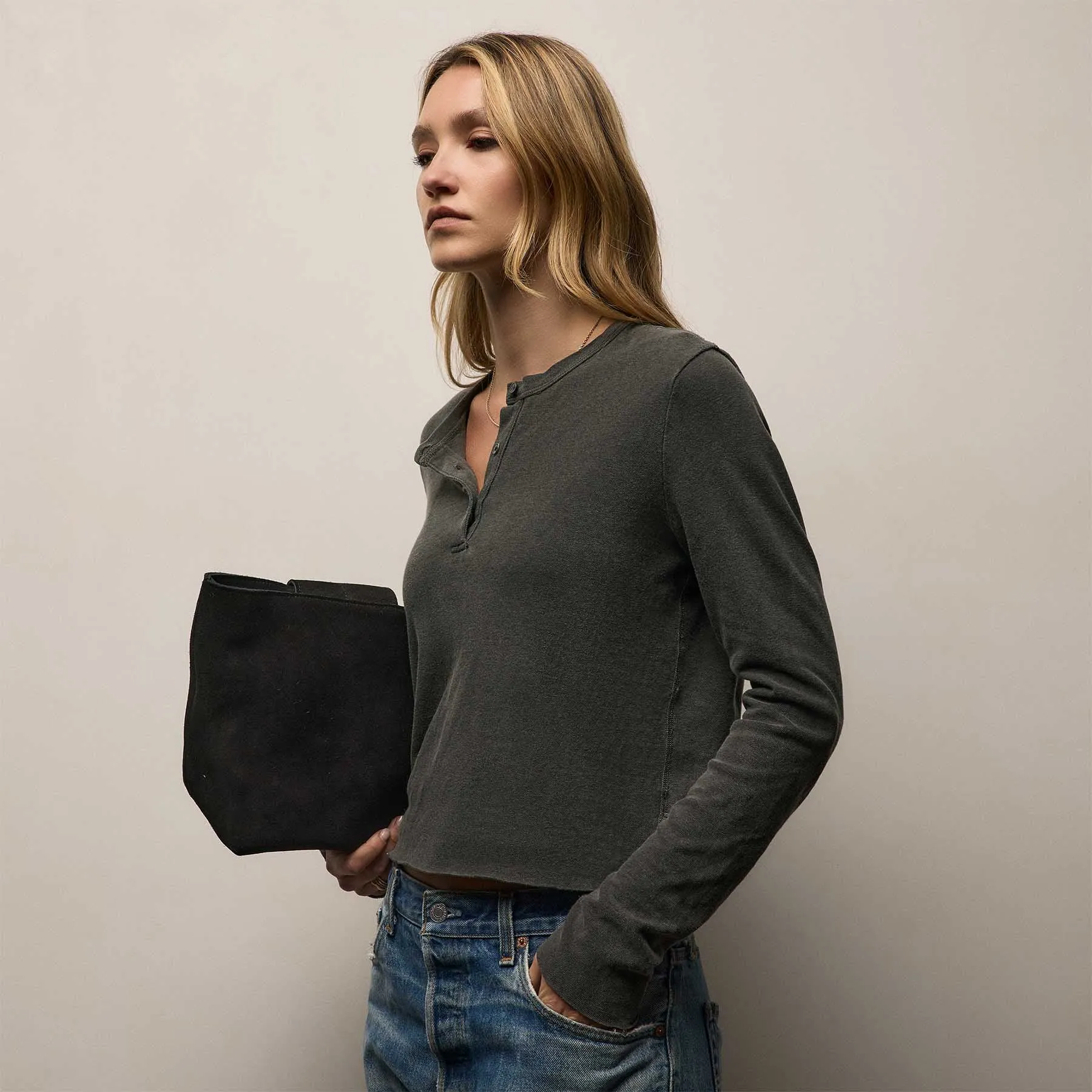 Slub Jersey Long Sleeve Henley - Hemlock Pigment sold by James Perse product image thumbnail 3