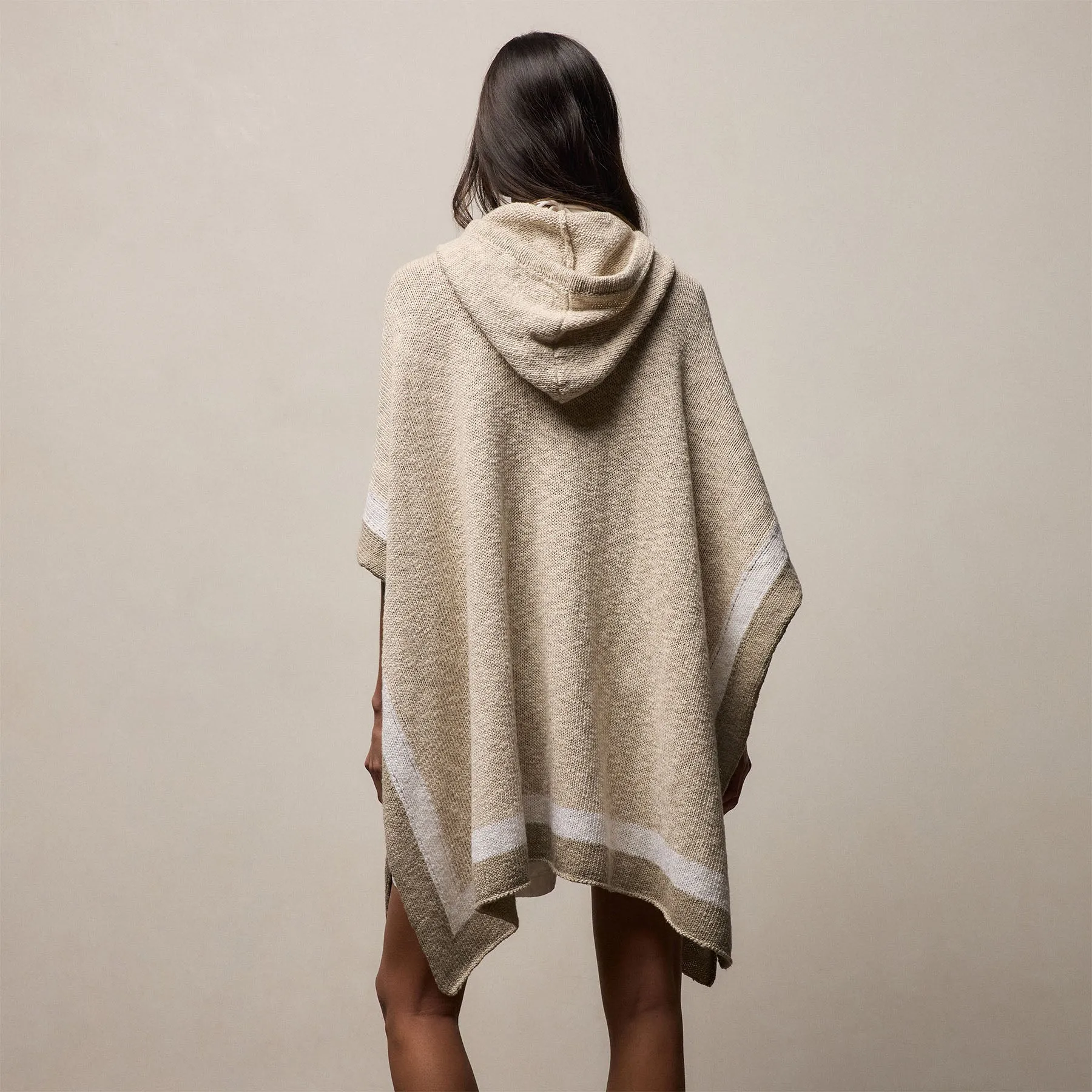Baja Surf Hooded Poncho - Natural/White/Taupe sold by James Perse product image thumbnail 3