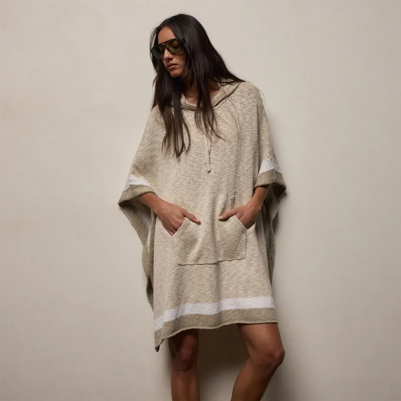 Baja Surf Hooded Poncho - Natural/White/Taupe made by James Perse