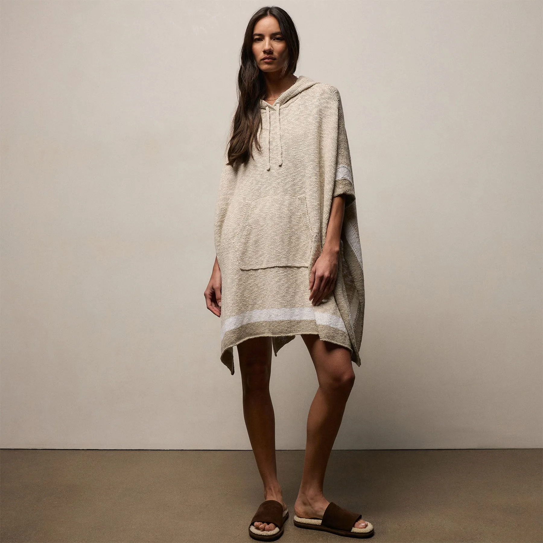 Baja Surf Hooded Poncho - Natural/White/Taupe sold by James Perse product image thumbnail 5
