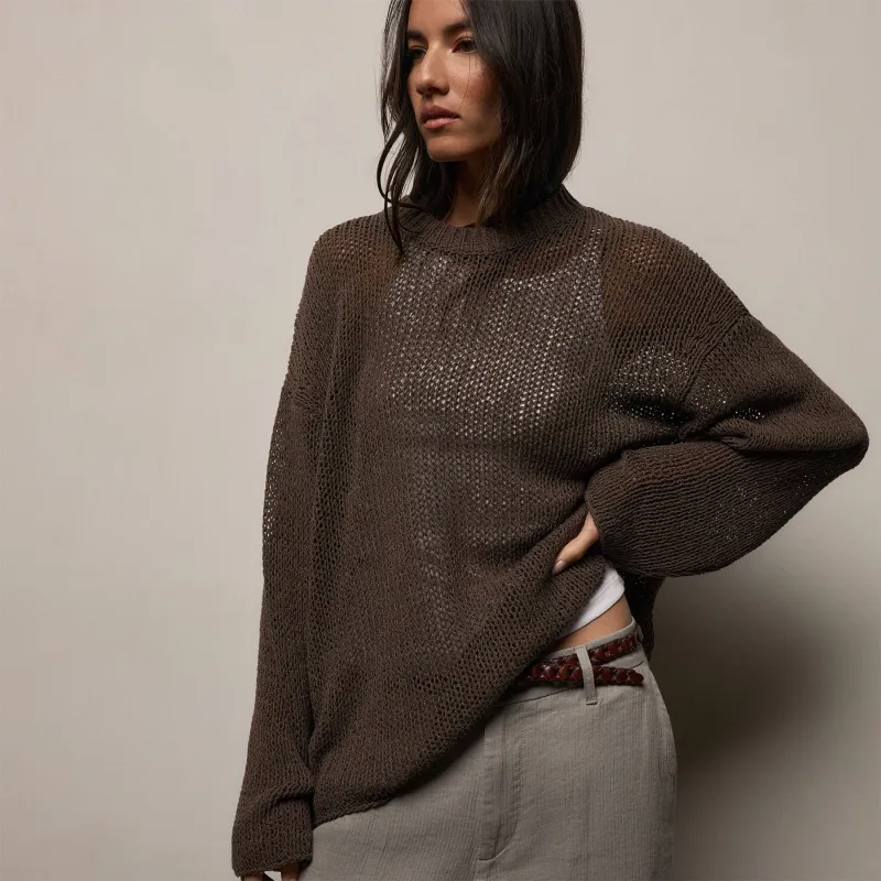 Oversized Cotton Linen Beach Sweater - Storm sold by James Perse