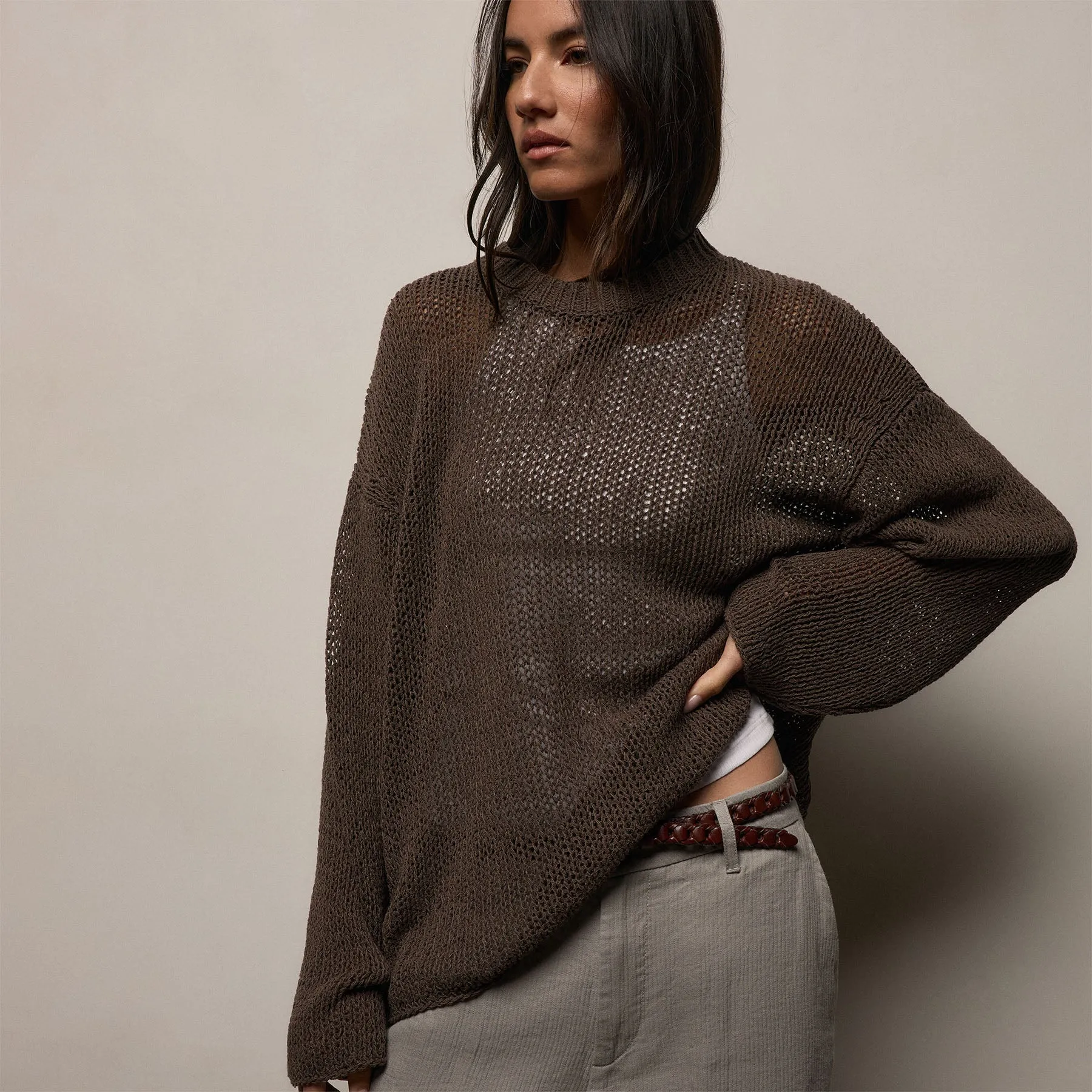 Oversized Cotton Linen Beach Sweater - Storm sold by James Perse