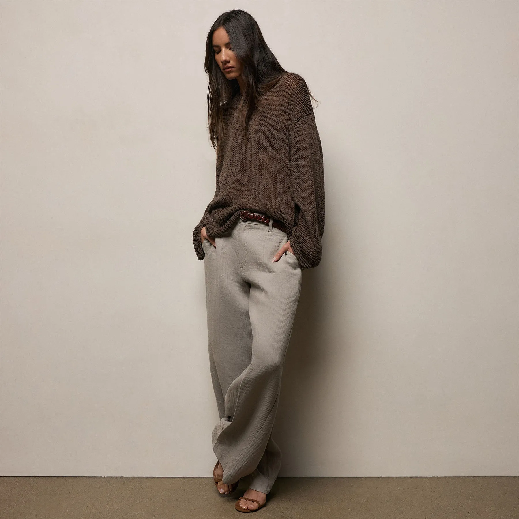 Oversized Cotton Linen Beach Sweater - Storm sold by James Perse product image thumbnail 5