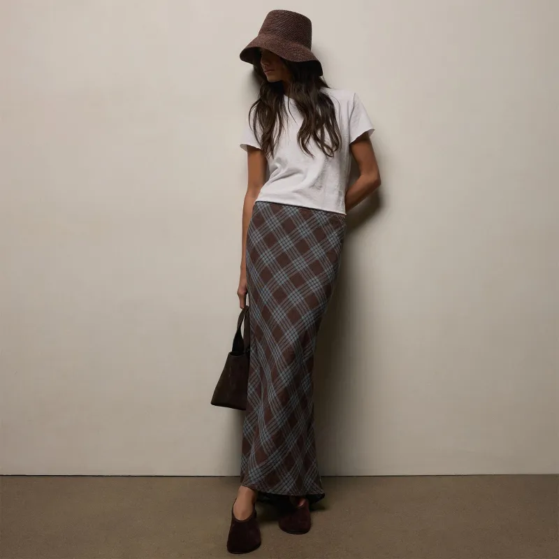 Plaid Linen Skirt - Plum Plaid sold by James Perse