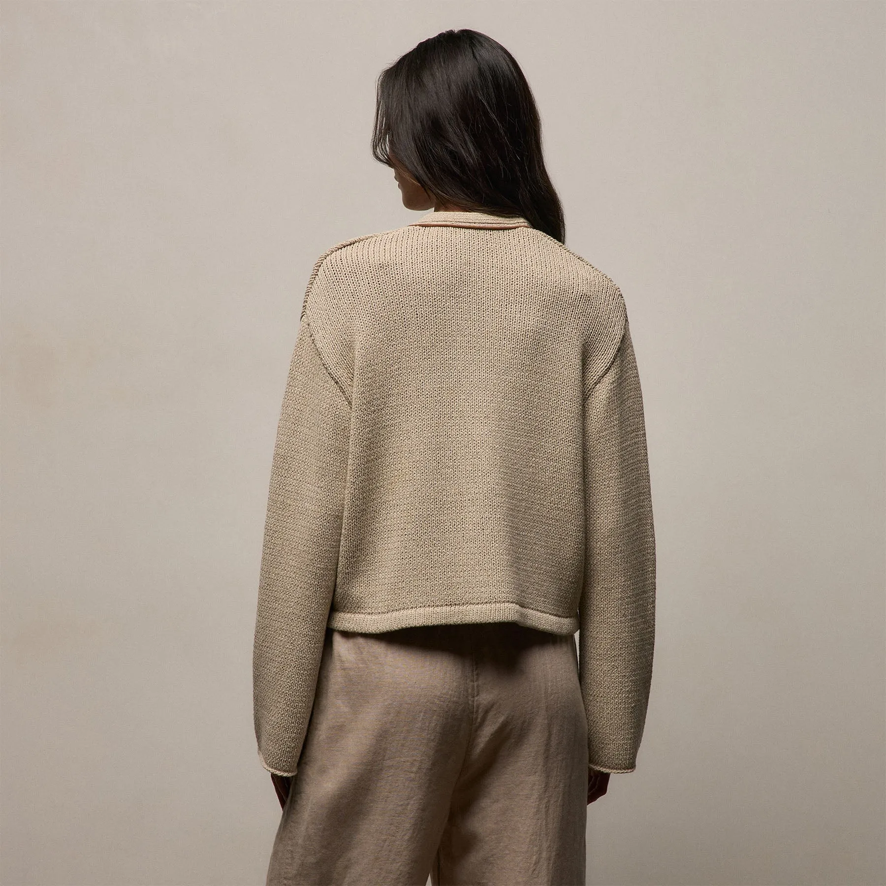 Baja Tie Front Cardigan - Natural/Tobacco sold by James Perse product image thumbnail 3