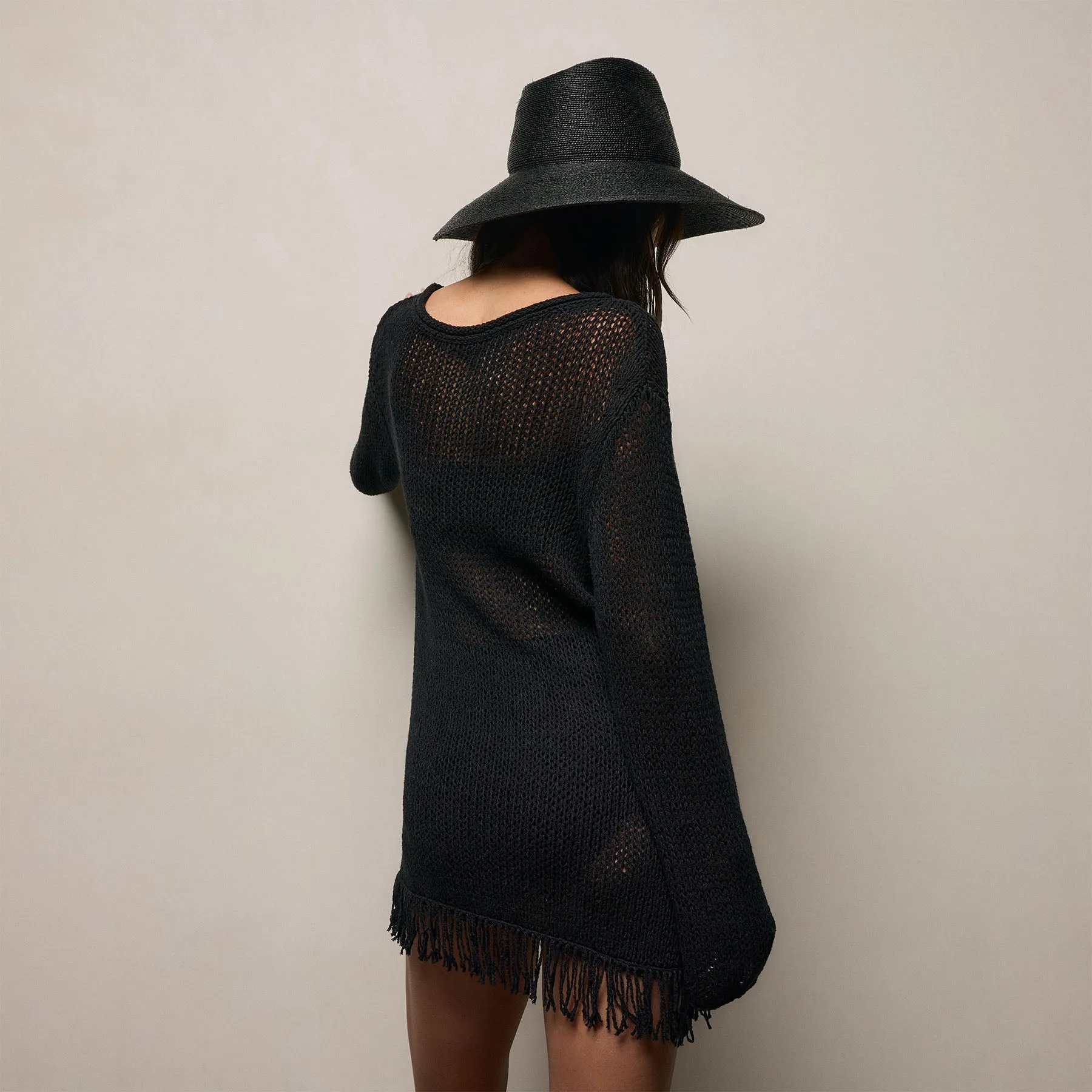 Baja Fringe Cotton Linen Tunic - Black sold by James Perse product image thumbnail 4
