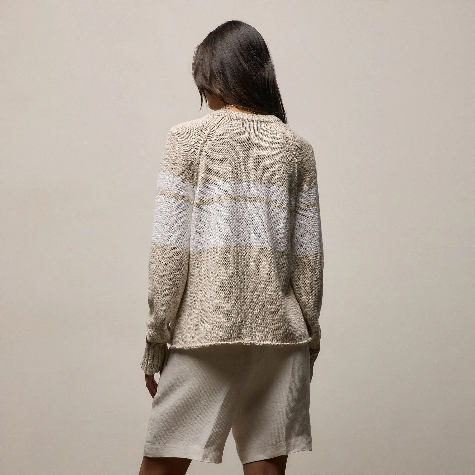 Surf Stripe Cotton Linen Sweater - Natural/White sold by James Perse product image thumbnail 2