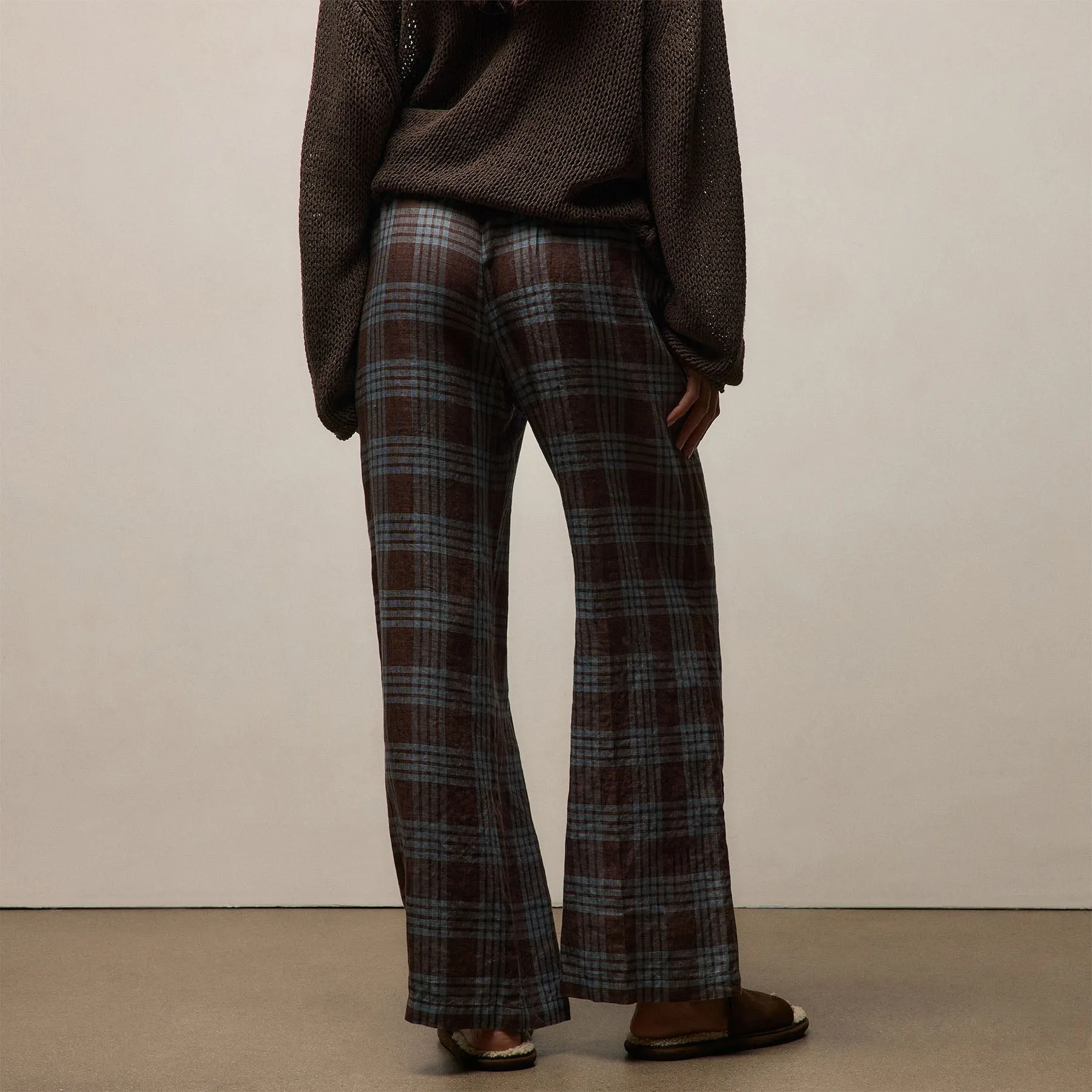 Plaid Linen Beach Pant - Plum Plaid sold by James Perse product image thumbnail 3