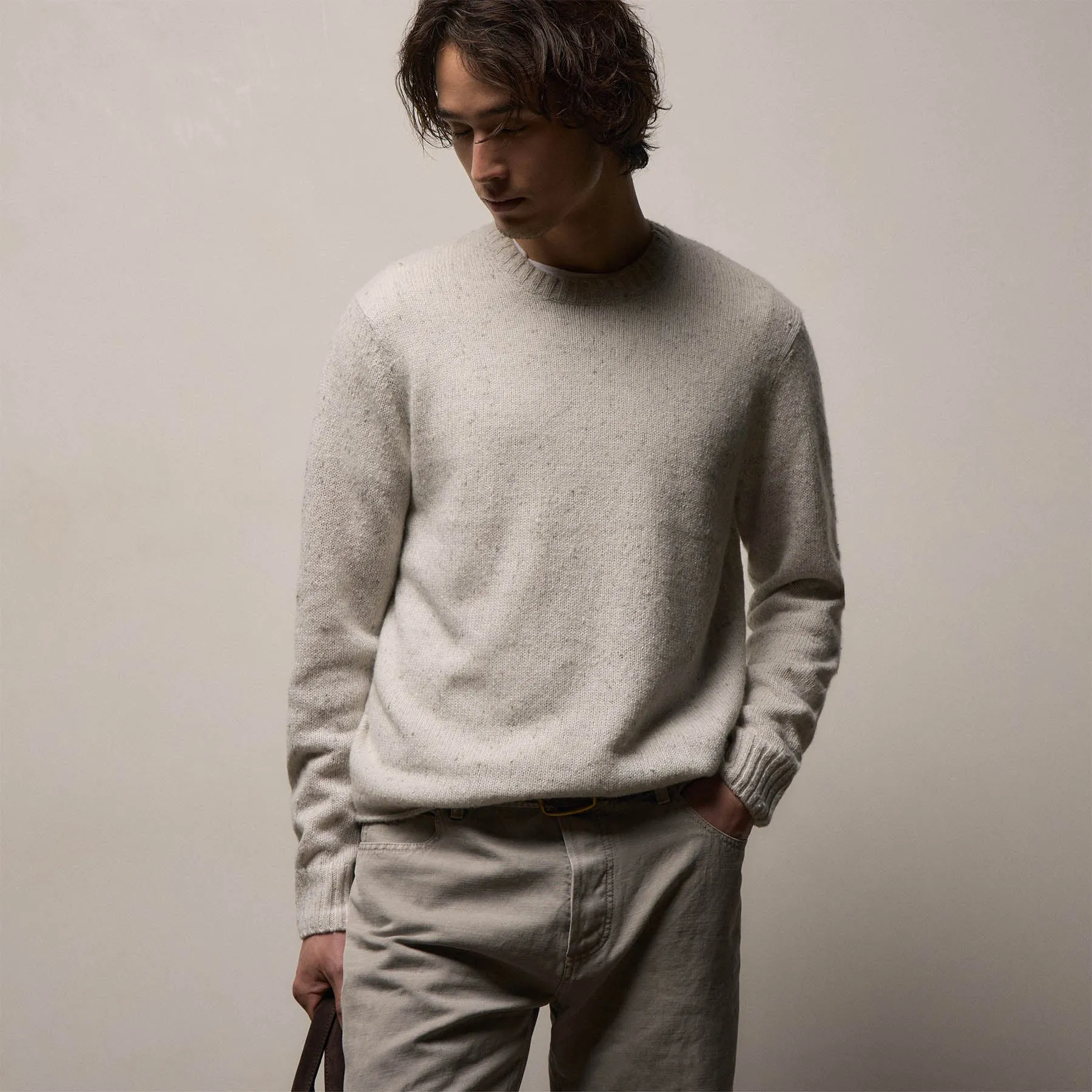 Marled Cashmere Linen Crew - Pearl sold by James Perse product image thumbnail 3