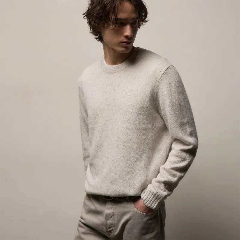 Marled Cashmere Linen Crew - Pearl sold by James Perse