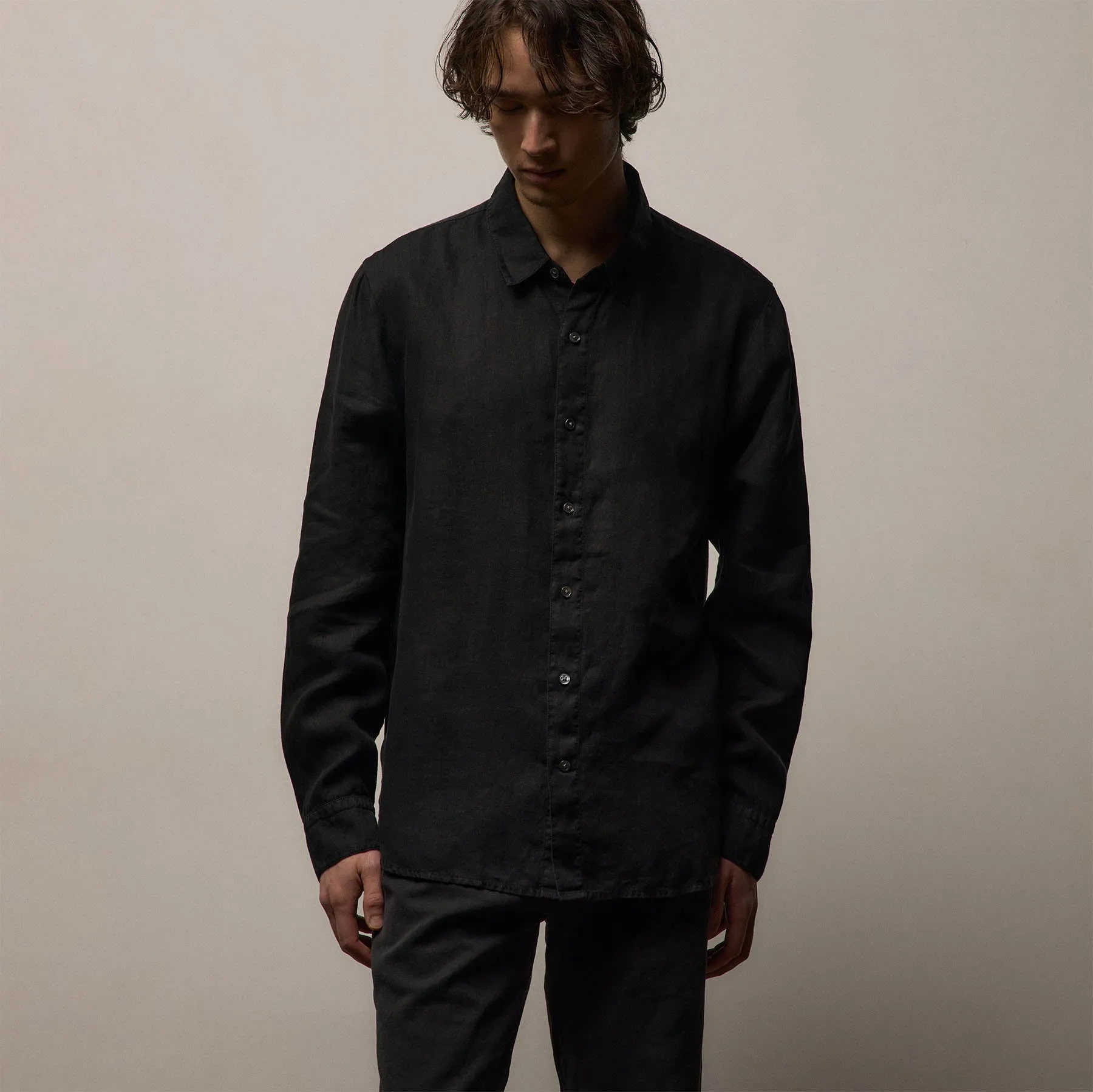 Lightweight Linen Shirt - Black sold by James Perse product image thumbnail 3