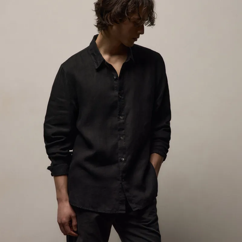 Lightweight Linen Shirt - Black sold by James Perse